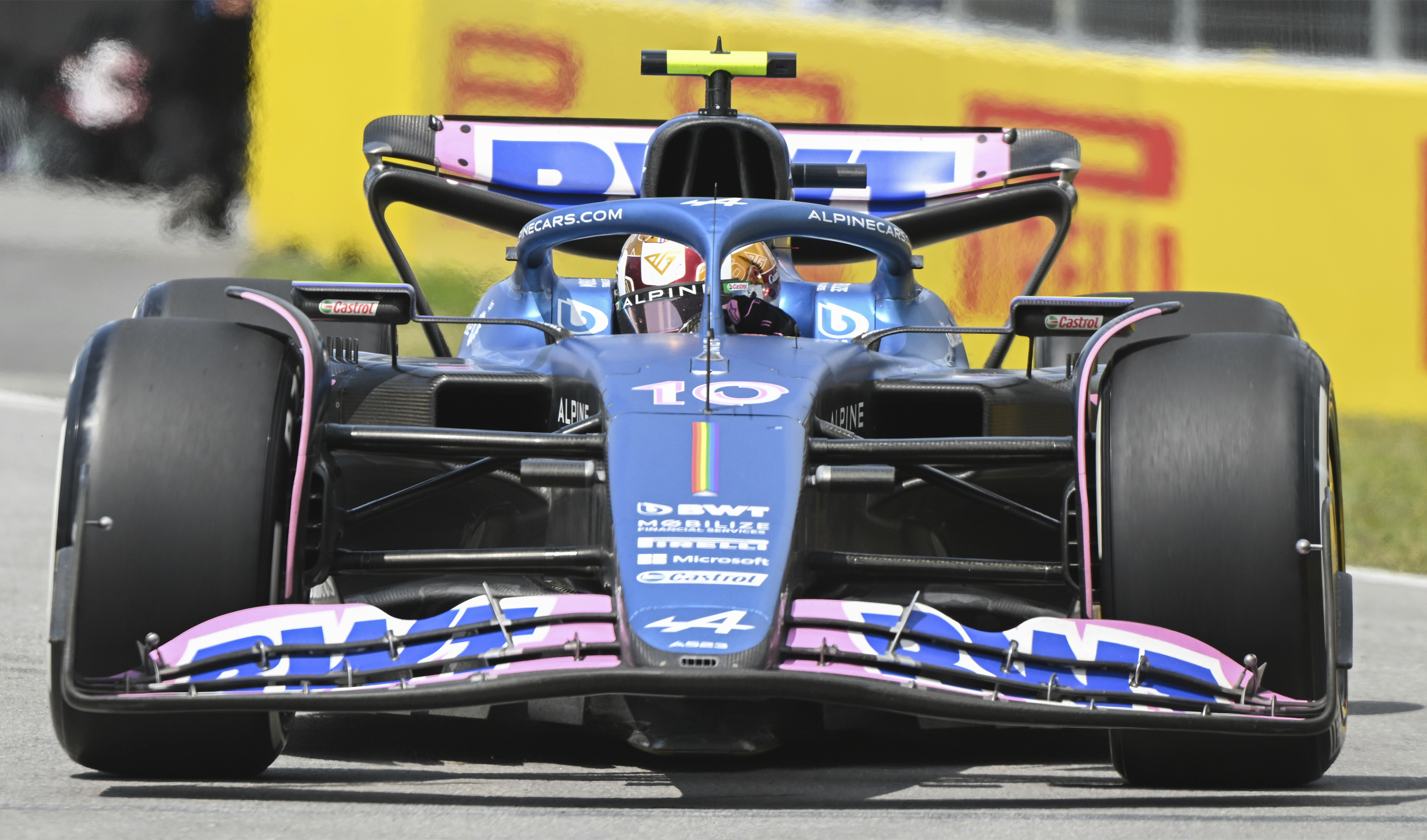 Alpine driver Pierre Gasly, of France, comes onto the track during the Formula One Canadian Grand Prix auto race Sunday, July 18, 2023, in Montreal.