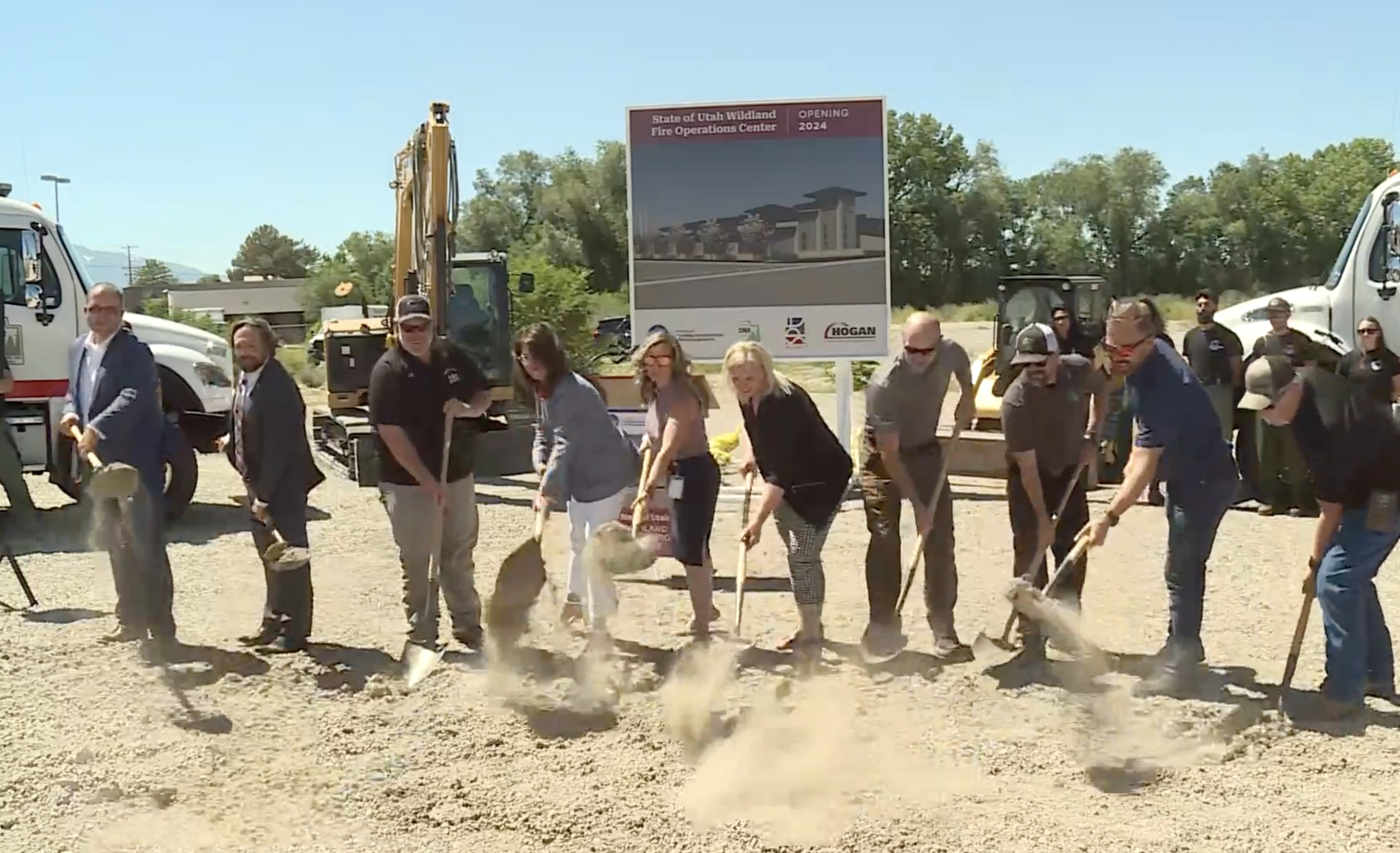 Utah leaders, land manager and firefighters break ground on a new Utah Wildland Fire Operations Center during a ceremony in South Salt Lake on Monday. The facility is set to open in 2024.