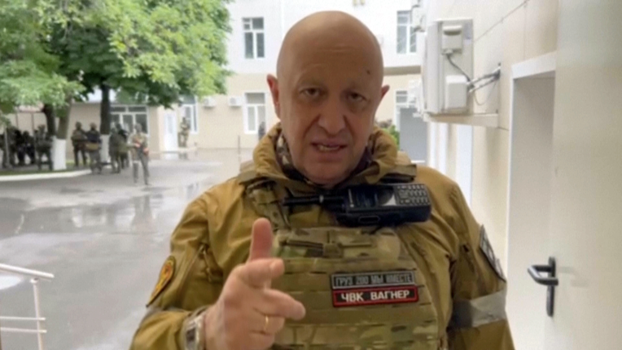 Yevgeny Prigozhin, the owner of the Wagner Group military company, records his video addresses in Rostov-on-Don, Russia, Saturday. Russian authorities say they have closed a criminal investigation into the armed rebellion led by Prigozhin, with no charges against him or any of the other participants.