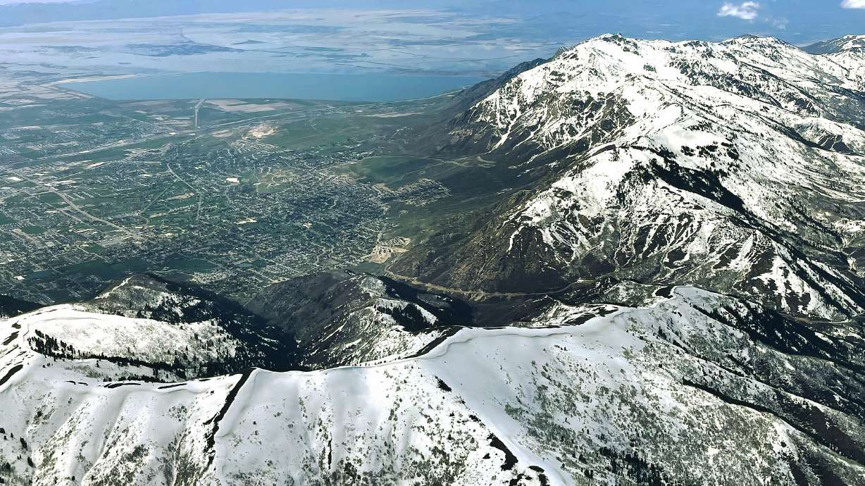 Snowpack above Ogden and the Great Salt Lake May 9. Utah's record 30-inch snowpack is now down to its final 0.2 inches, according to the National Weather Service.