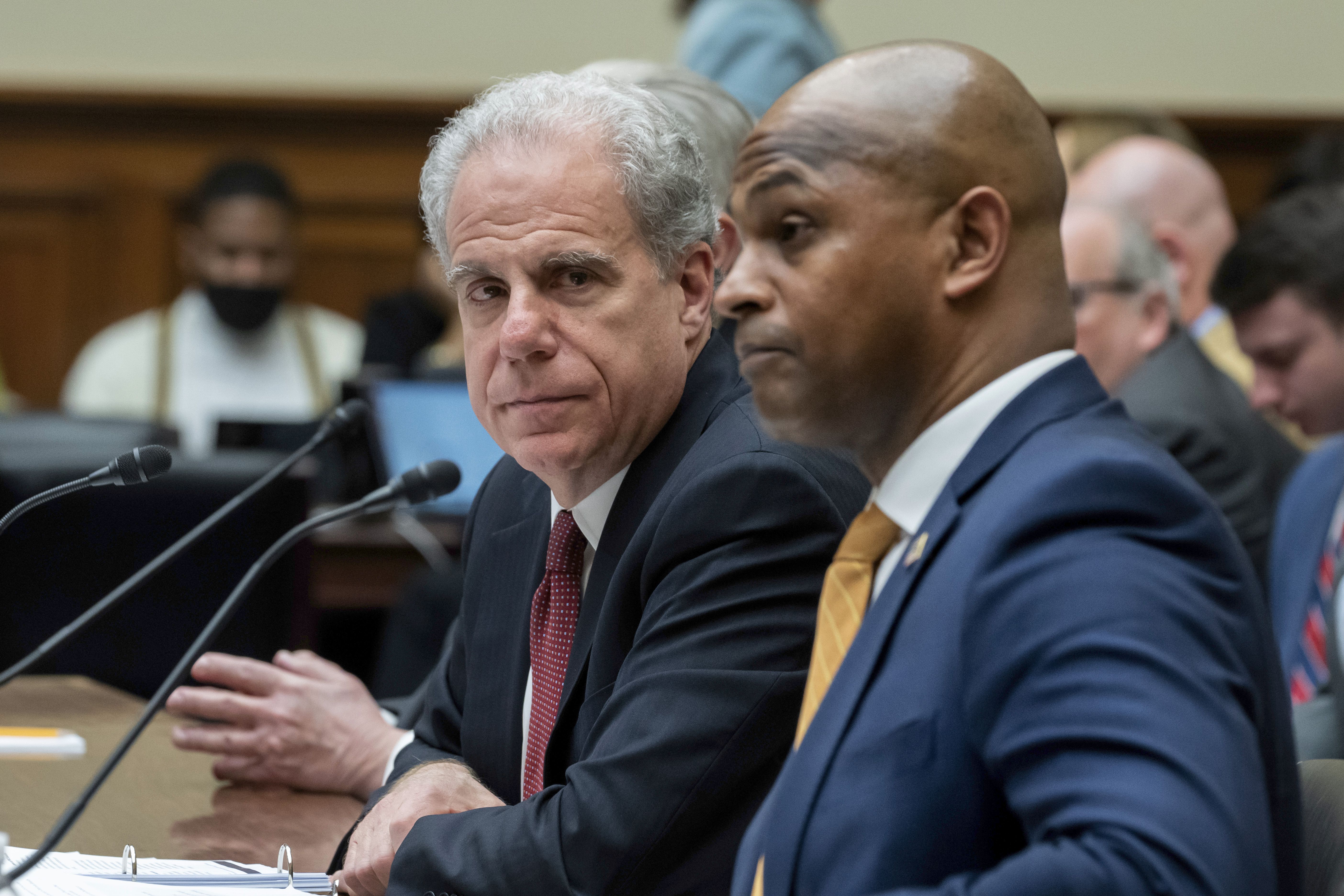 Michael Horowitz and David Smith testify before the House Oversight and Accountability Committee about waste and fraud in COVID-19 relief programs, Washington, Feb. 1. Two COVID-19 relief funds may have been bilked for up to $200 billion. 
