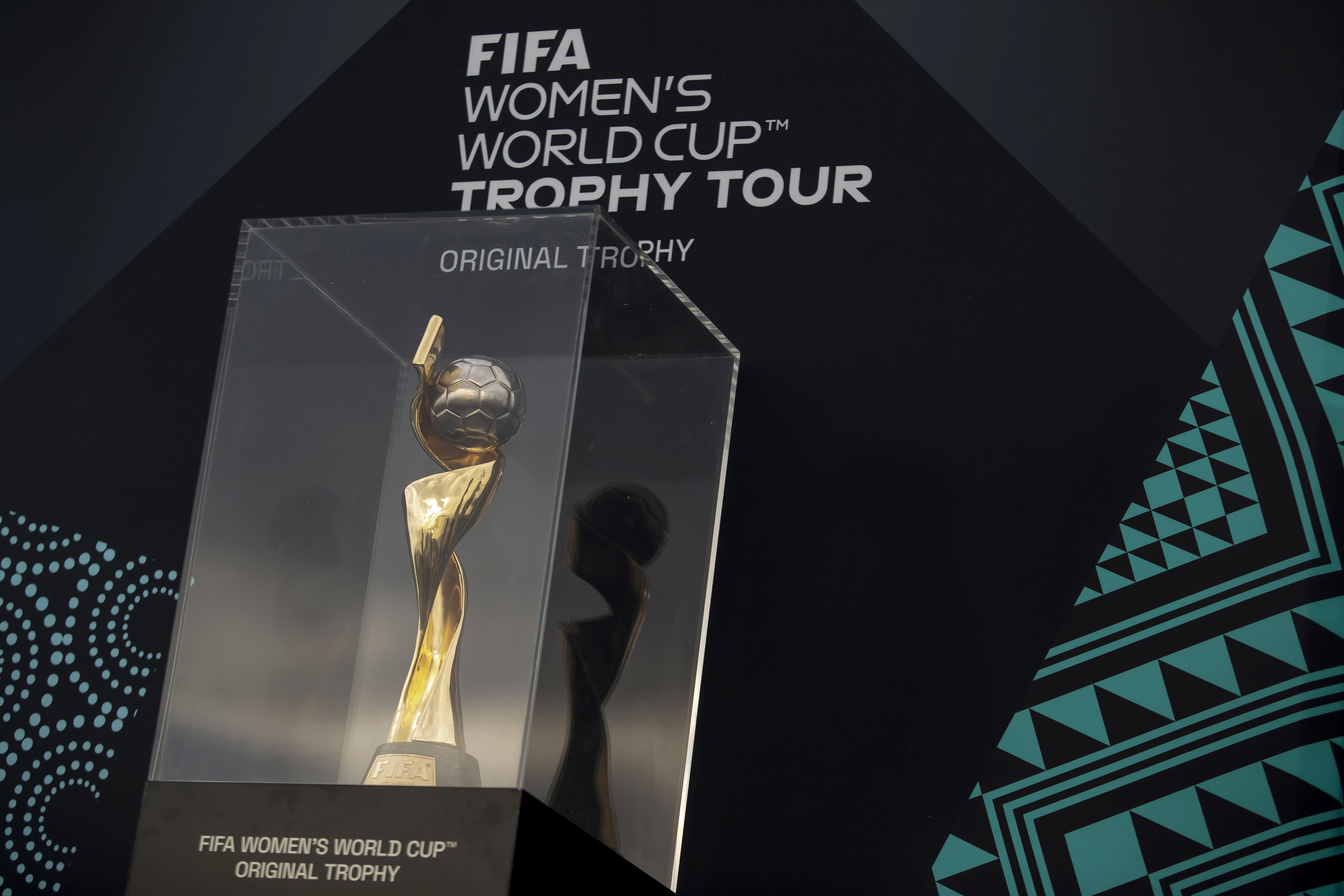 FILE - The FIFA Women's World Cup soccer trophy is displayed during a tour ahead of the Australia - New Zealand 2023 World Cup, at Christ the Redeemer Statue in Rio de Janeiro on March 29, 2023. New Zealand alt-pop star BENEE and Australian musician Mallrat have released “Do It Again,” the official song of this year’s tournament. They will perform the song live at the opening ceremony at Eden Park in Auckland on July 20 prior to the first match, where New Zealand will take on Norway. 