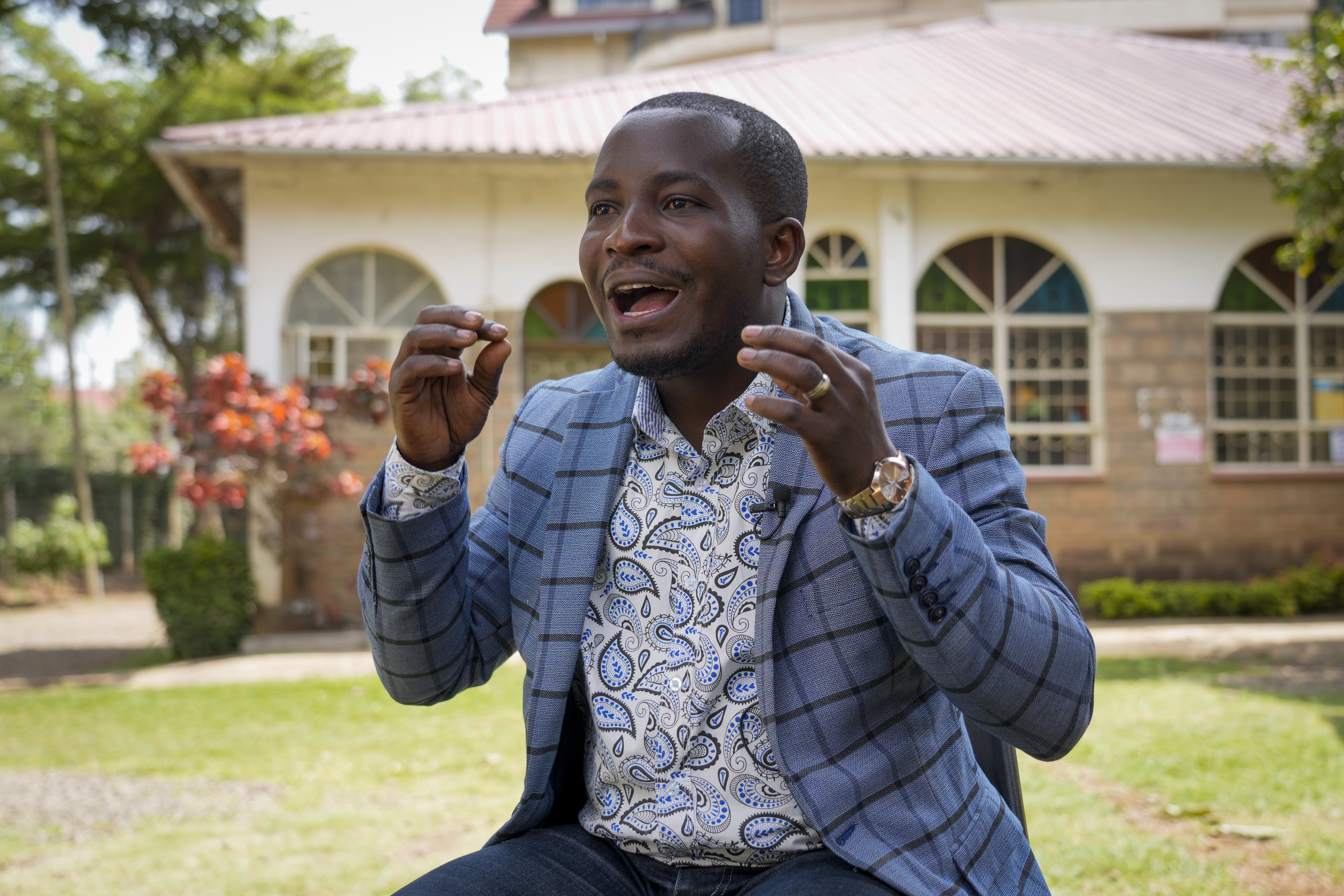 Former Facebook content moderator Nathan Nkunzimana speaks to the Associated Press in Nairobi, Kenya, June 9. Nearly 200 former content moderators for Facebook are suing in a court case in Kenya.