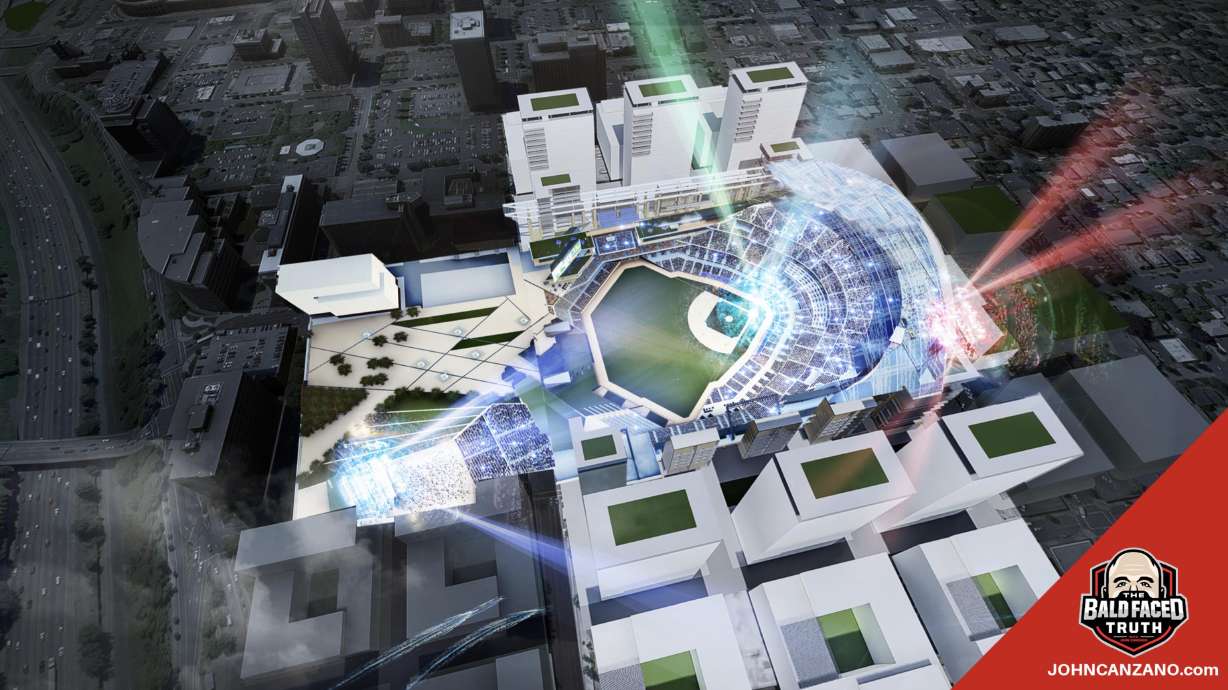 Portland Diamond Project rendering of the Lloyd Center ballpark and district.
