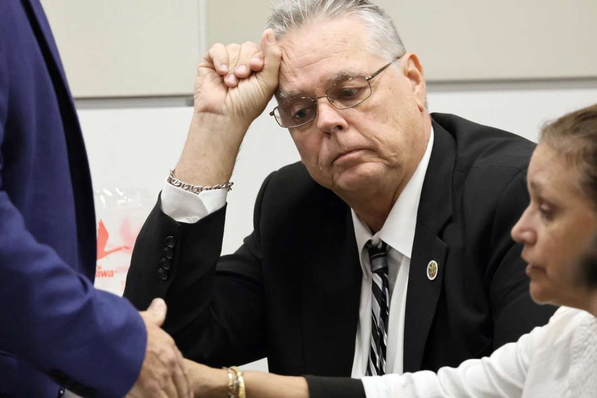 Former Florida sheriff’s deputy Scot Peterson awaits the verdict on Thursday on charges of felony child neglect and other charges for failing to act during the 2018 Parkland school massacre. He was acquitted Thursday