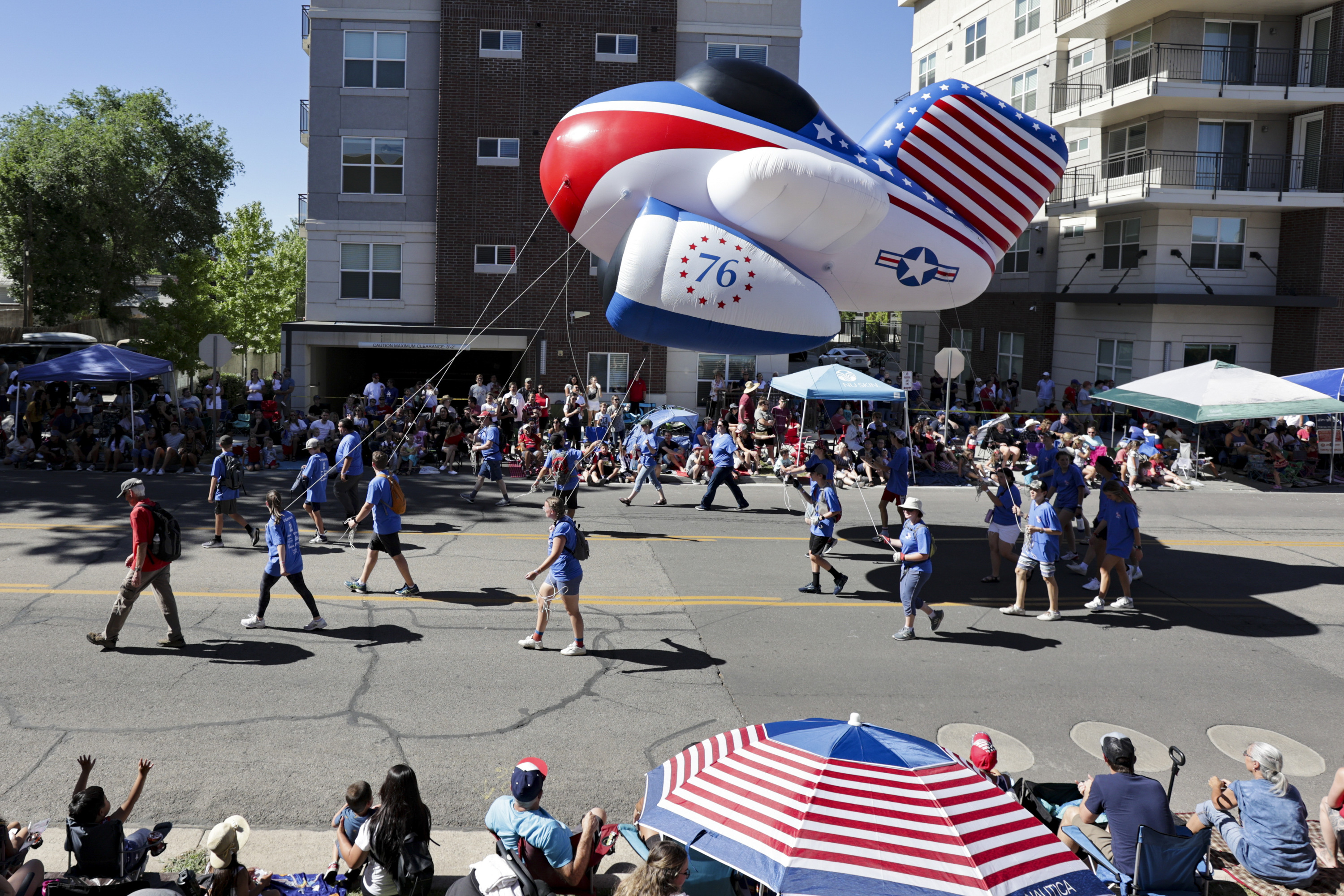 A float passes by during the America's Freedom Festival Grand Parade in Provo on July 4, 2022.