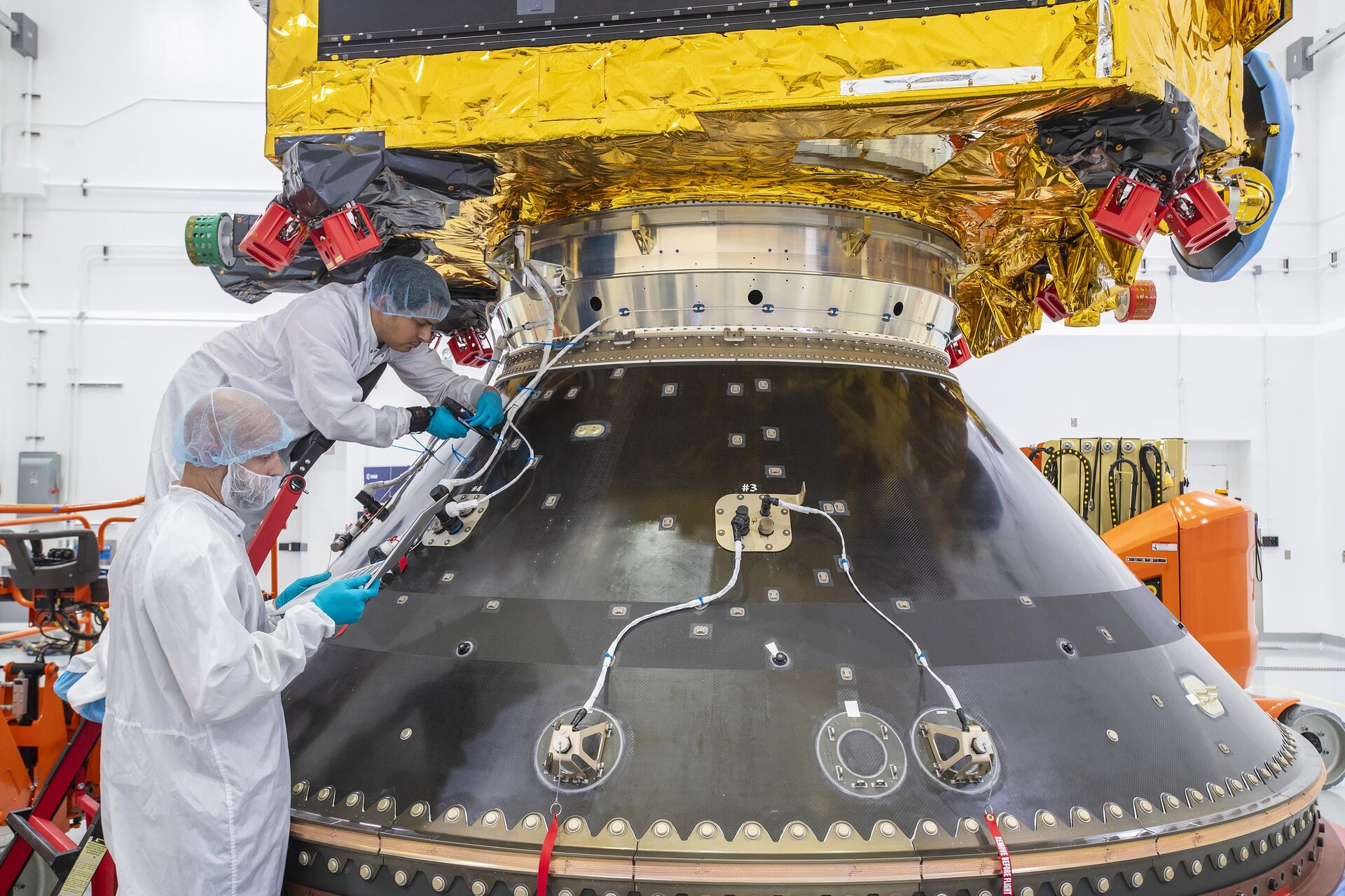 This photo provided by the European Space Agency on June 29, 2023 shows the Euclid space telescope being prepared for launch from Cape Canaveral, Fla. 