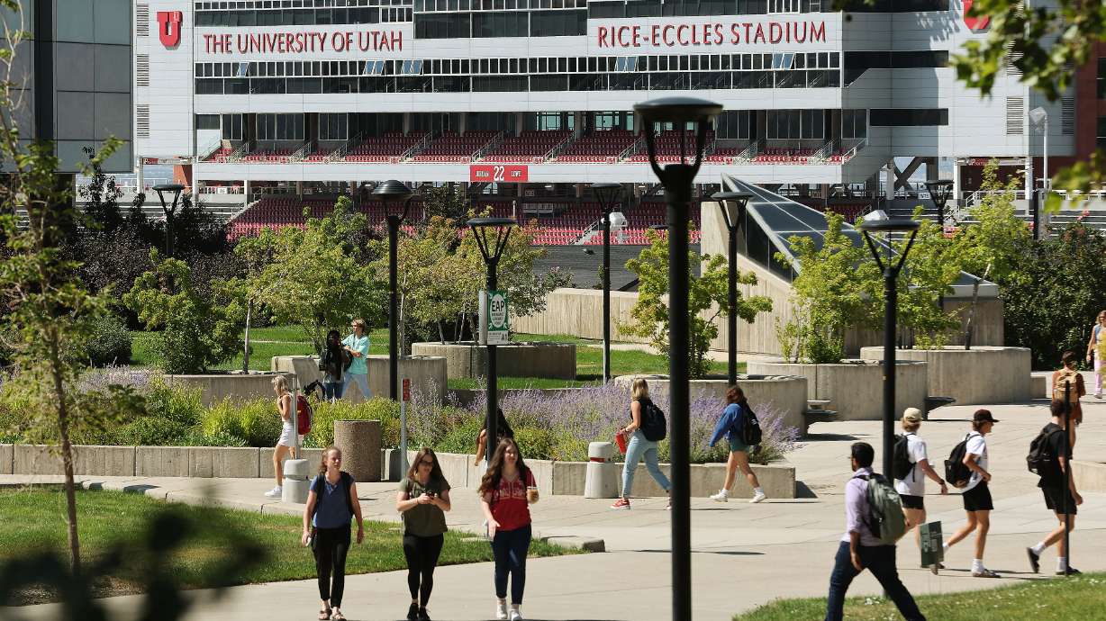 Students walk on the University of Utah campus in Salt Lake City on Aug. 23, 2022. University of Utah President Taylor Randall weighs in on this week’s affirmative action decision and what it means for the ‘New Utah’