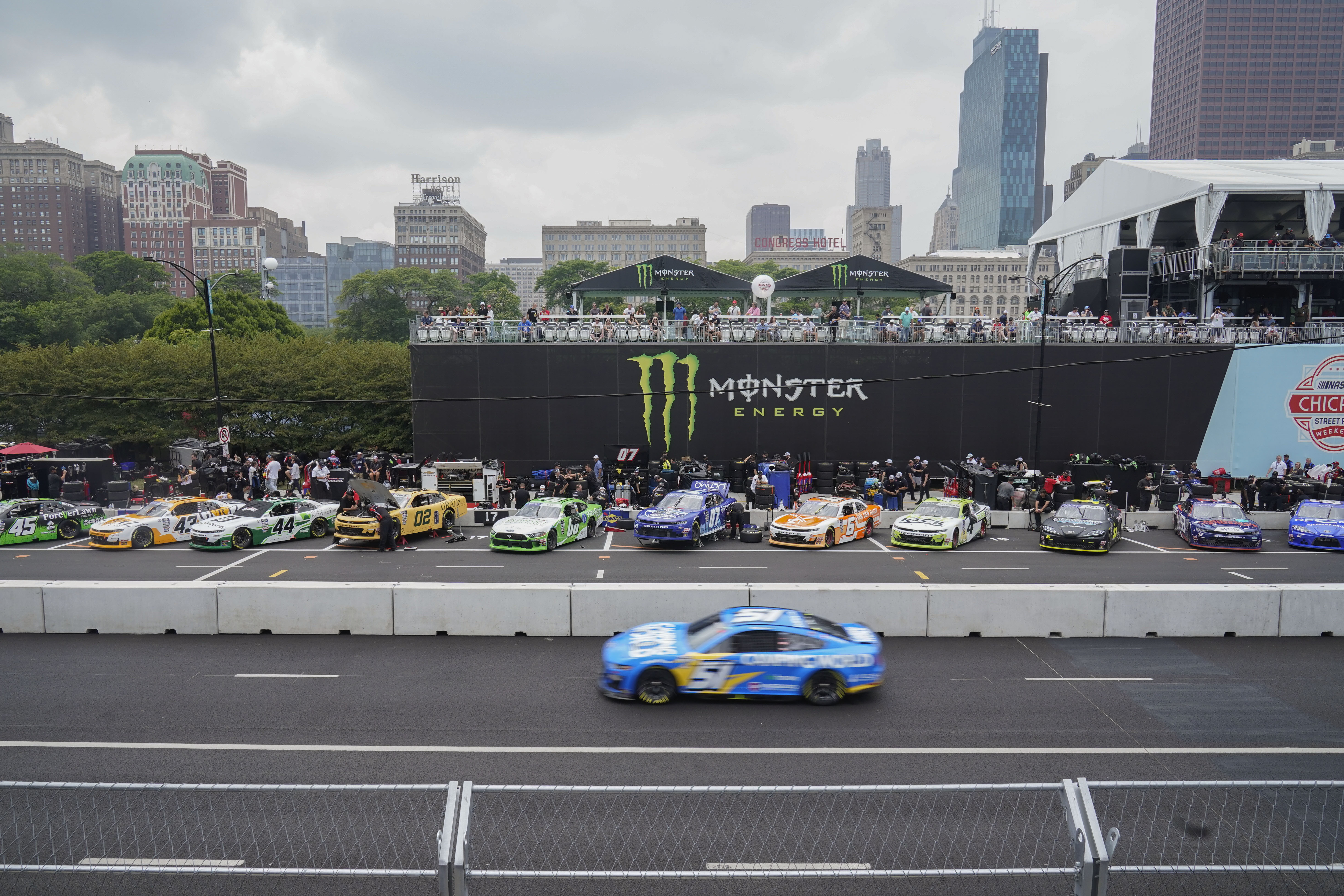 NASCAR Cup Series driver Cody Ware drives during qualifying for the Grant Park 220 NASCAR Cup Series Race Saturday, July 1, 2023, in downtown Chicago. 