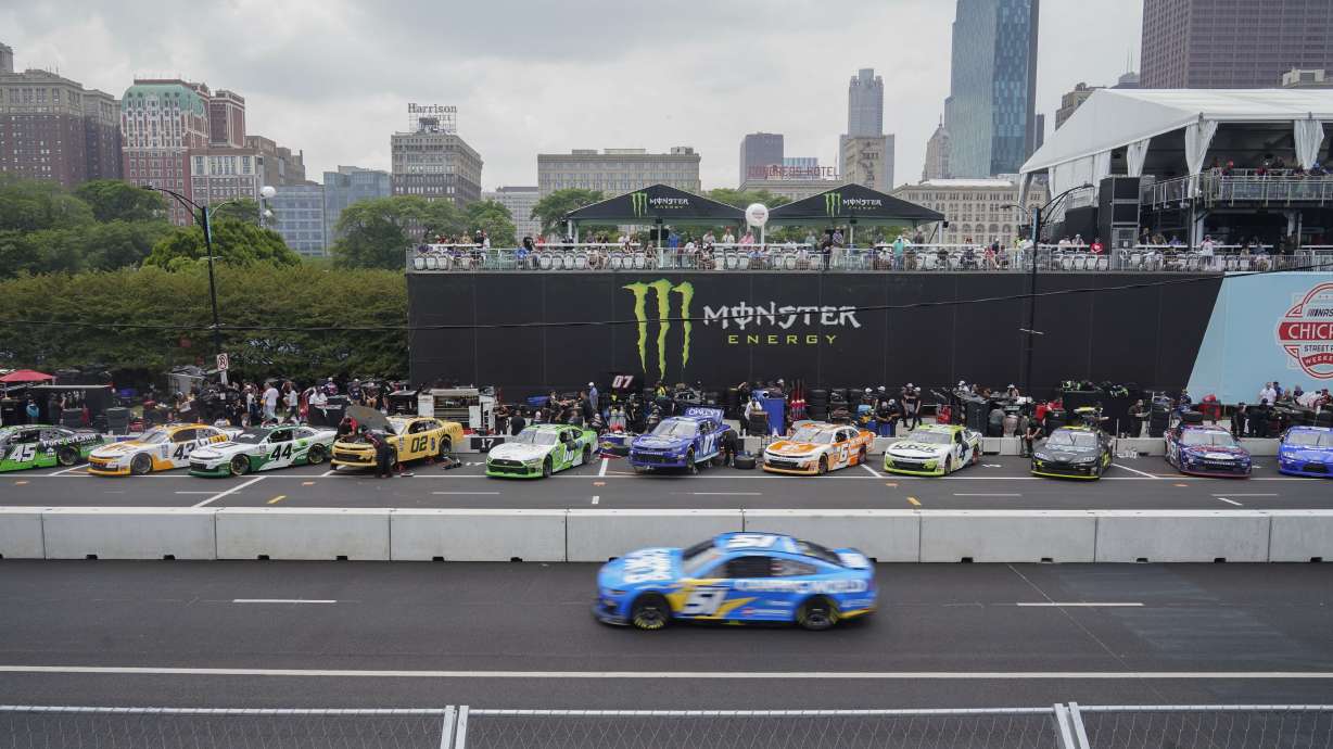 NASCAR Cup Series driver Cody Ware drives during qualifying for the Grant Park 220 NASCAR Cup Series Race Saturday, July 1, 2023, in downtown Chicago.
