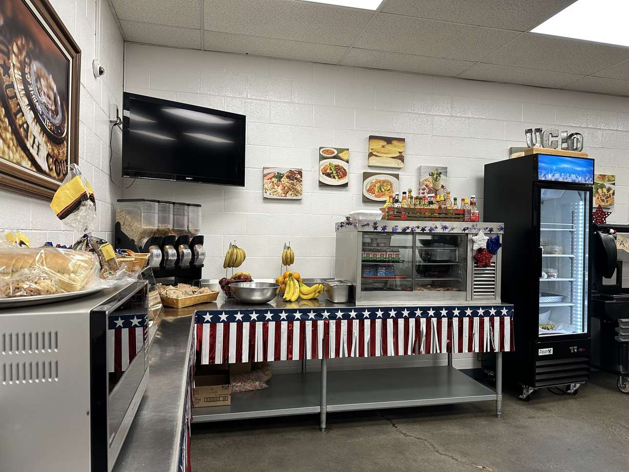 The Code 7 Cafe — a cafe run by inmates at the Utah County Jail in Spanish Fork — is decorated on Monday for Independence Day. The cafe gives inmates the opportunity to work and learn skills to help prepare them for when they leave the jail.