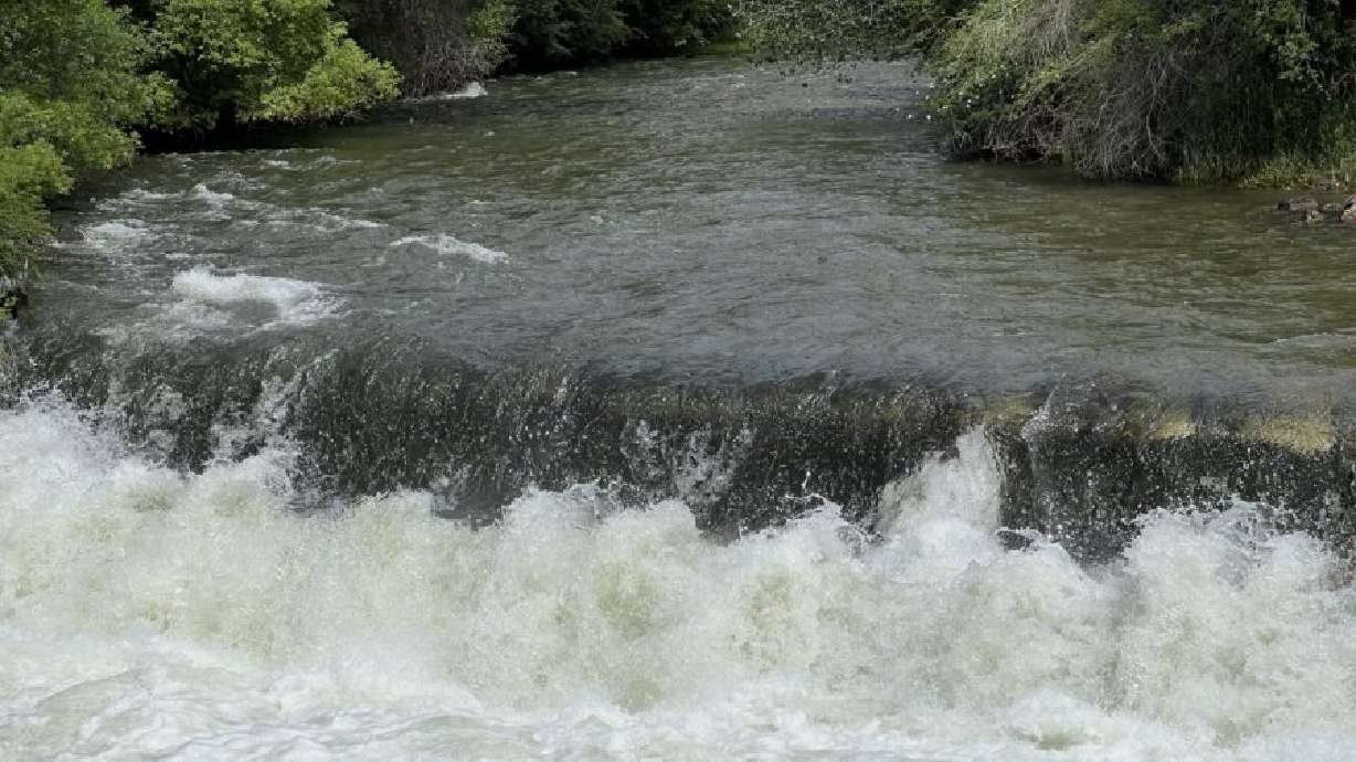 Water gushes over a ledge in the Provo River with historic levels of runoff. Provo city is looking to store excess water in underground aquifers to preserve it for future droughts and for generations to come.