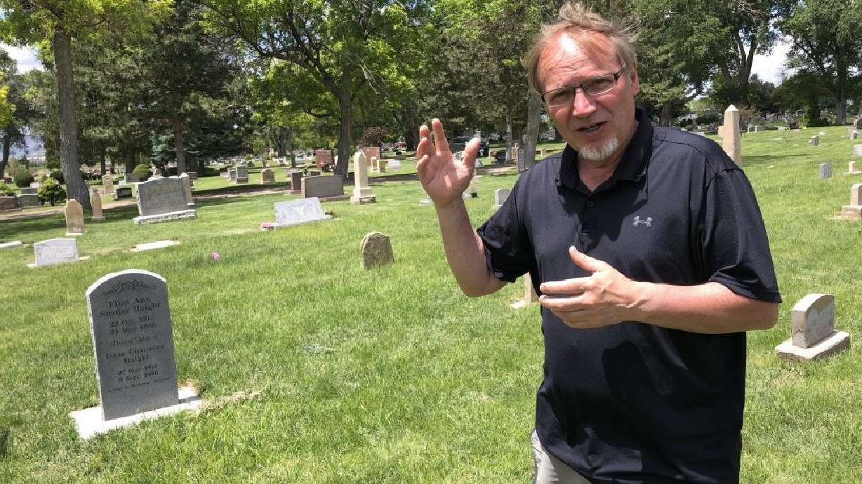 Lane Peterson, historian and descendant of noted pioneer Isaac C. Haight (1813-1886), stands in front of his ancestor's intended burial plot in Cedar City, June 5.