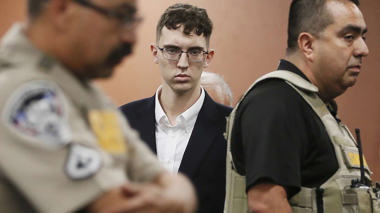 El Paso Walmart shooting suspect Patrick Crusius pleads not guilty during his arraignment in El Paso, Texas, Oct. 10, 2019. Crusius, the Texas gunman who killed 23 people in the racist attack, is returning to federal court for sentencing on Wednesday.