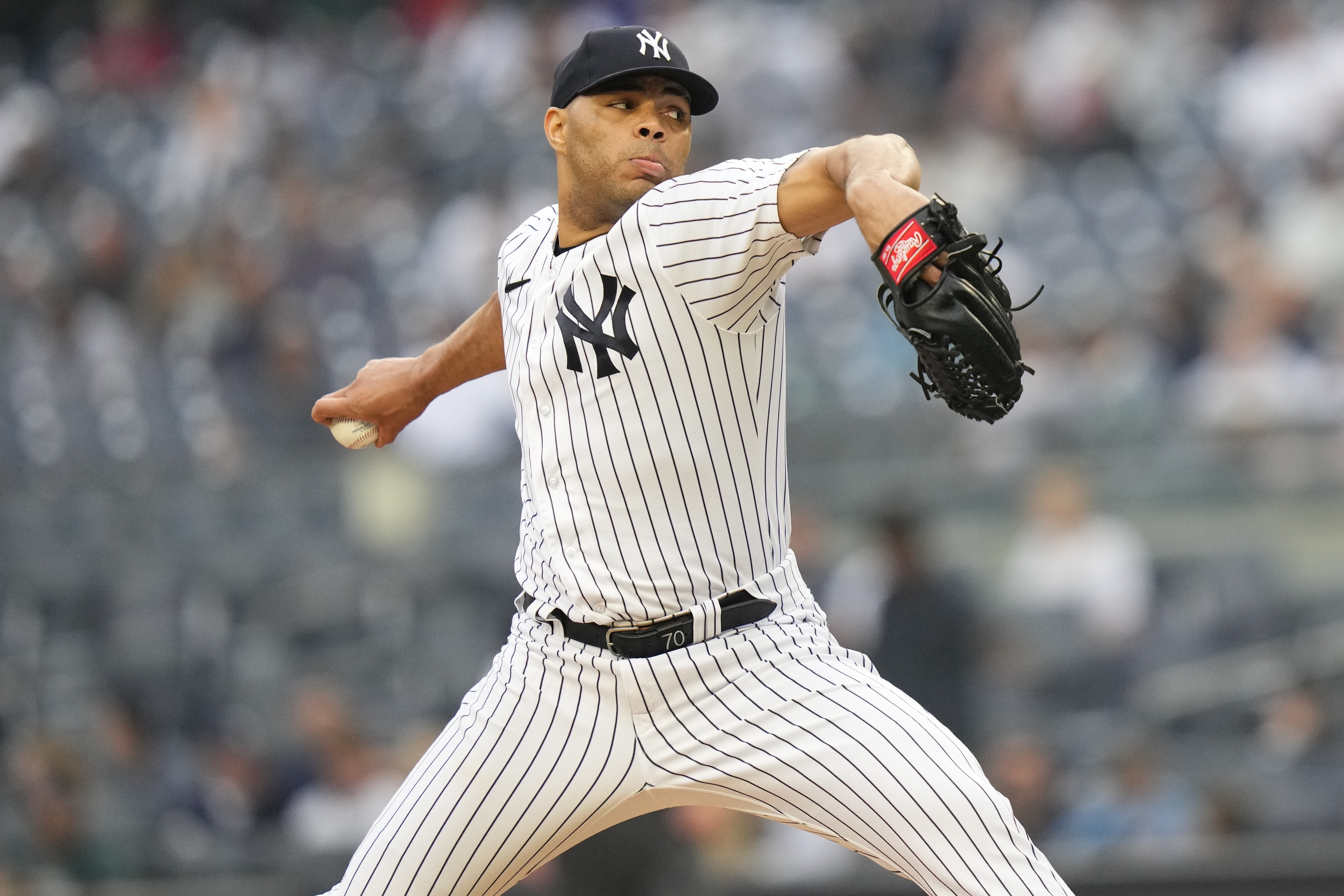New York Yankees' Jimmy Cordero pitches during the sixth inning in the first baseball game of a doubleheader against the Chicago White Sox, Thursday, June 8, 2023, in New York. 