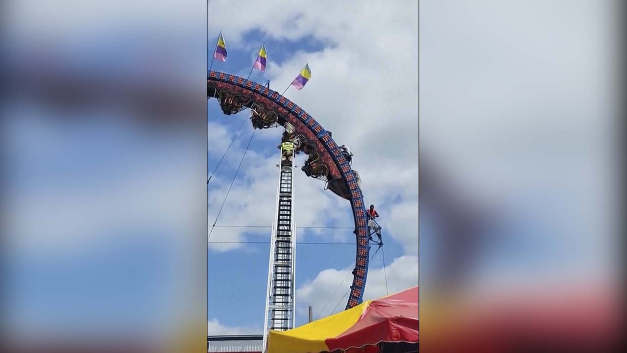 Roller coaster riders in Crandon, Wis., were stuck upside down for