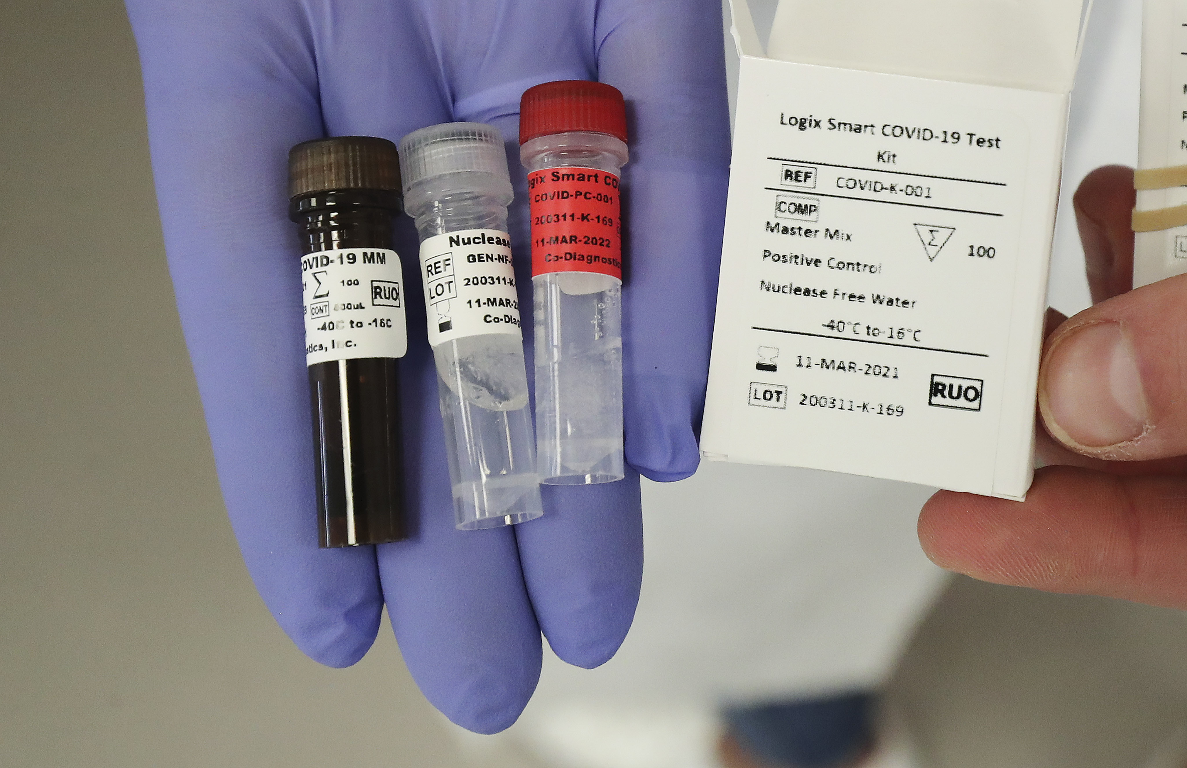 A Co-Diagnostics COVID-19 testing kit is pictured on March 17, 2020. The SEC on Wednesday issued a cease-and-desist order to the Salt Lake-based biotechnology company over "materially misleading press releases" regarding COVID-19 tests.