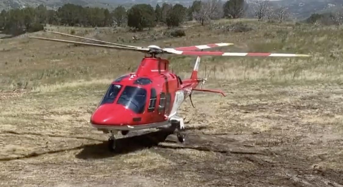 A man was transported by medical helicopter to a hospital with critical injuries he suffered when part of a power line structure fell on him in Spanish Fork Canyon Thursday.