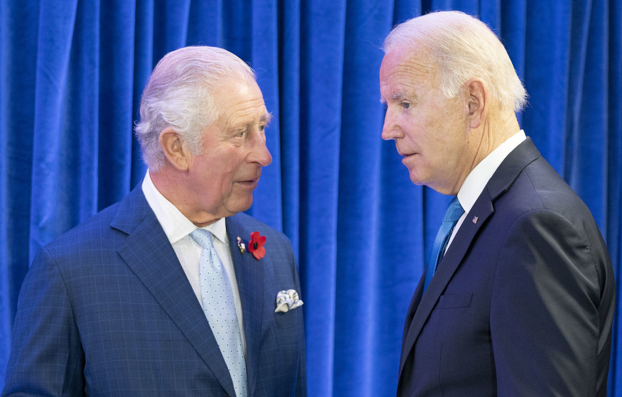 Britain's Prince Charles, left, greets U.S. President Joe Biden in Glasgow, Scotland, Nov. 2, 2021. Biden will spend four days in three nations next week in Europe tending to alliances that have been tested by Russia's invasion of Ukraine.