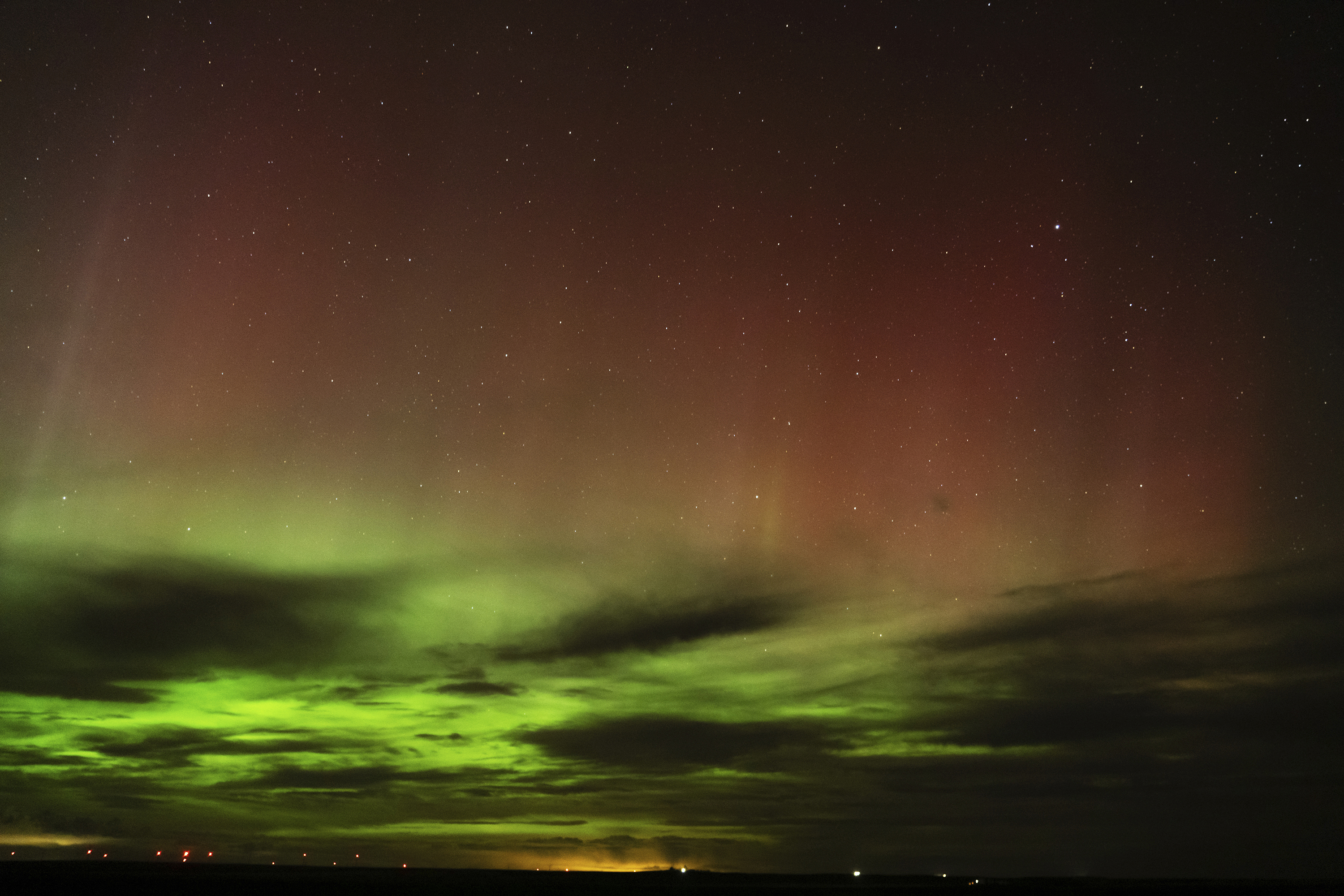 An aurora borealis, also known as the northern lights, in the night sky near Washtucna, Wash., on April 24, 2023. A strong geomagnetic storm may produce a similar show above Utah, with the highest odds around Friday night and Saturday morning.
