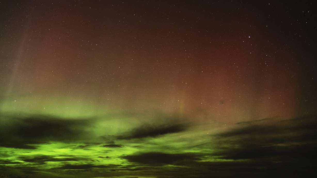 An aurora borealis, also known as the northern lights, is seen April 24, near Washtucna, Wash. A solar storm forecast for Thursday is expected to give sky gazers in more than a dozen American states a chance to glimpse the Northern Lights.