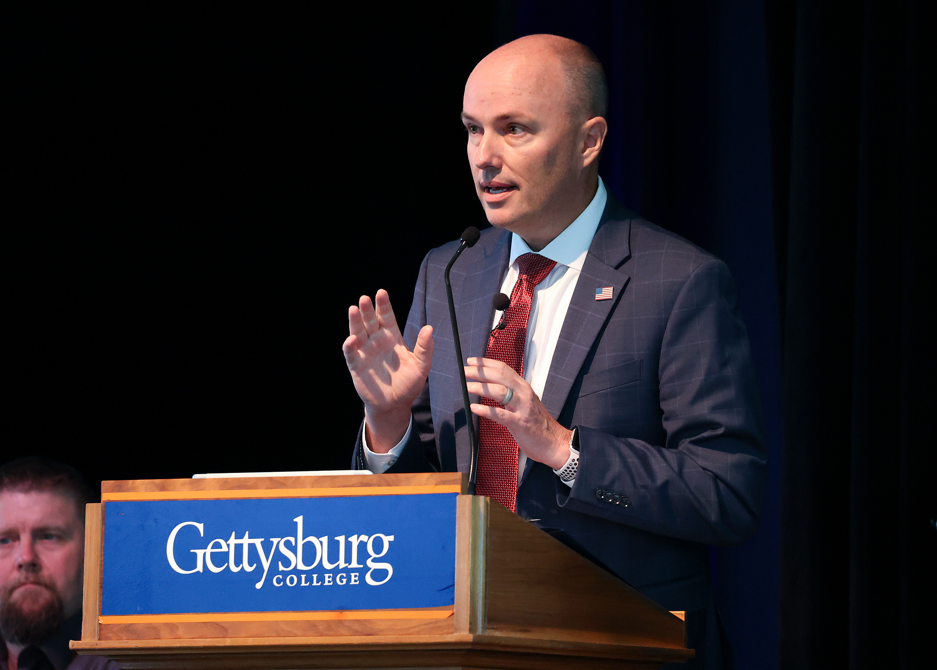 Gov. Spencer Cox speaks at the Braver Angels National Convention at Gettysburg College in Gettysburg, Pa., on July 8. Cox will speak on bridging political divides at the Atlantic Festival in Washington next month.