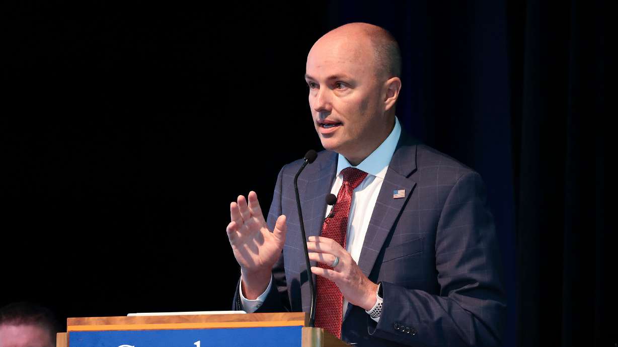 Gov. Spencer Cox speaks at the Braver Angels National Convention at Gettysburg College in Gettysburg, Pa., on July 8. Cox will speak on bridging political divides at the Atlantic Festival in Washington next month.