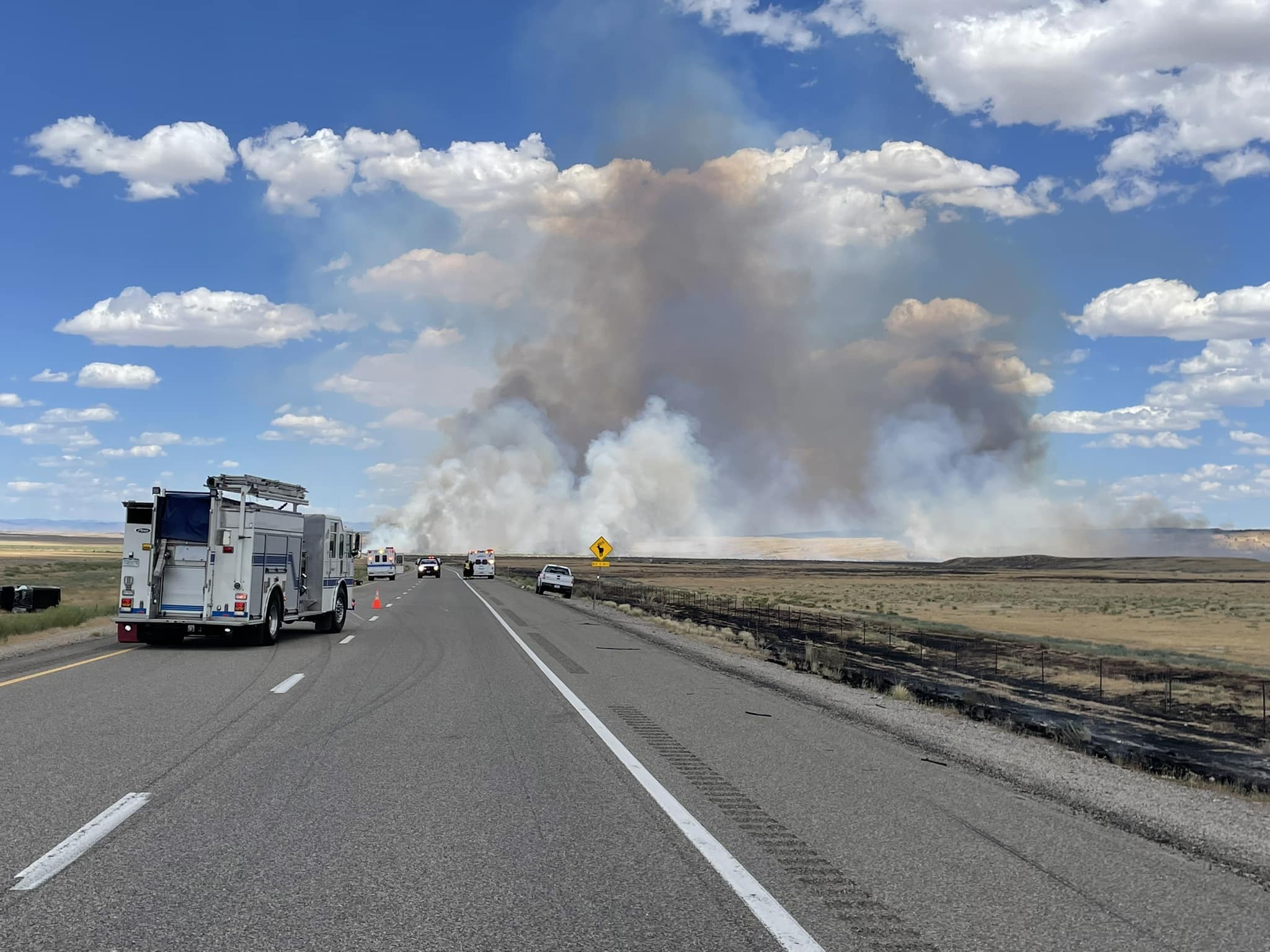 I-70 was closed due to a brush fire near the Utah-Colorado border on Monday.