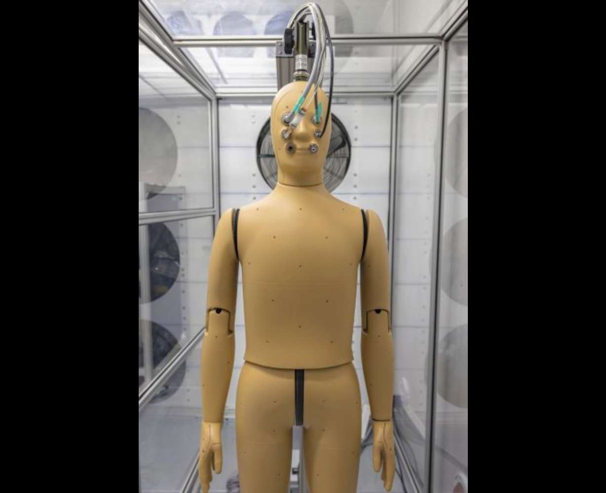 This May 5 image provided by Arizona State University shows the university's special thermal mannequin in the "warm room" at the Human Biometeorology Lab in Tempe, Ariz.