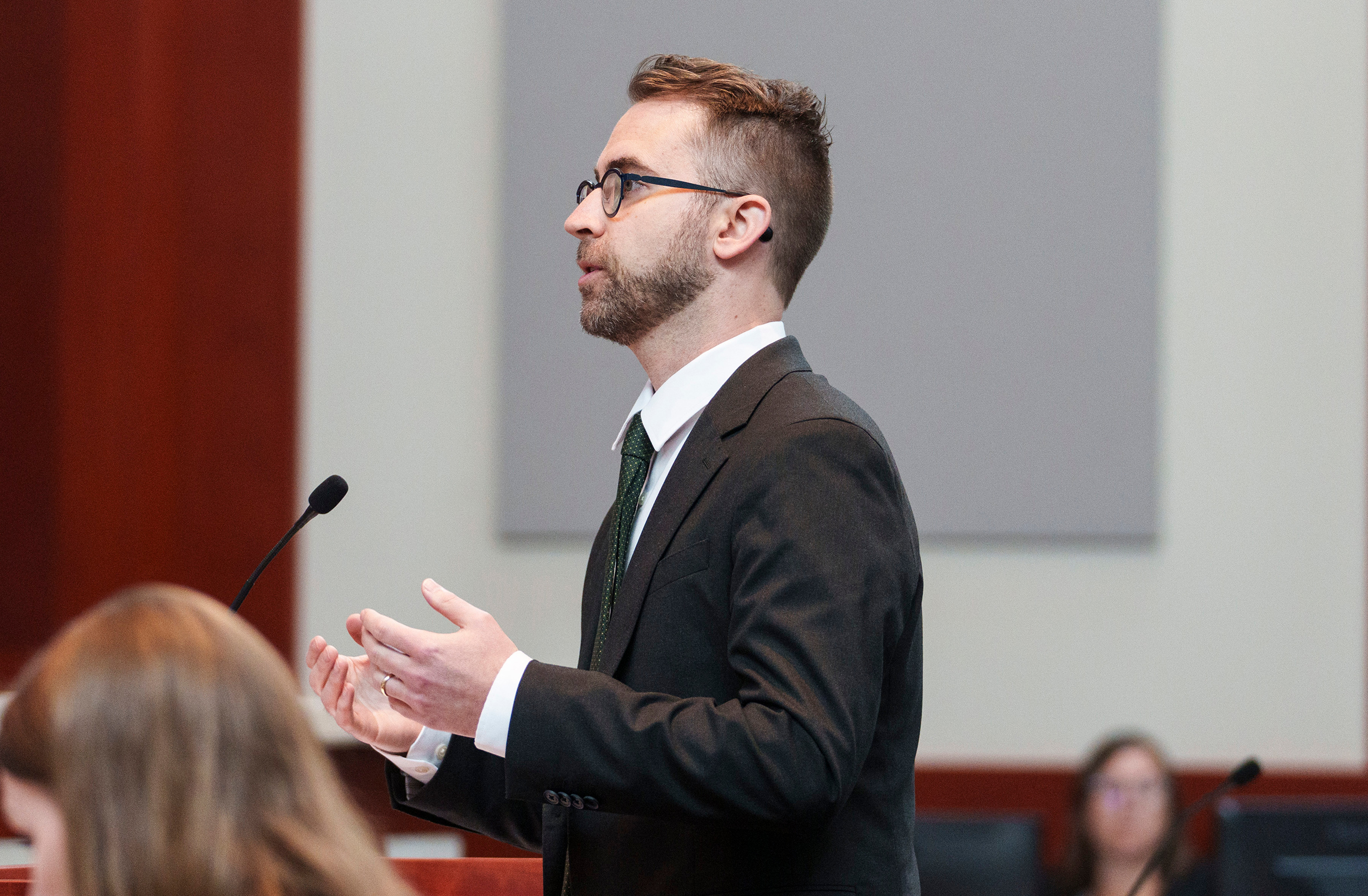 Attorney Mark Gaber from the Campaign Legal Center presents oral arguments on behalf of groups suing the state for a case challenging the state’s congressional districts before the Utah Supreme Court in Salt Lake City on Tuesday.