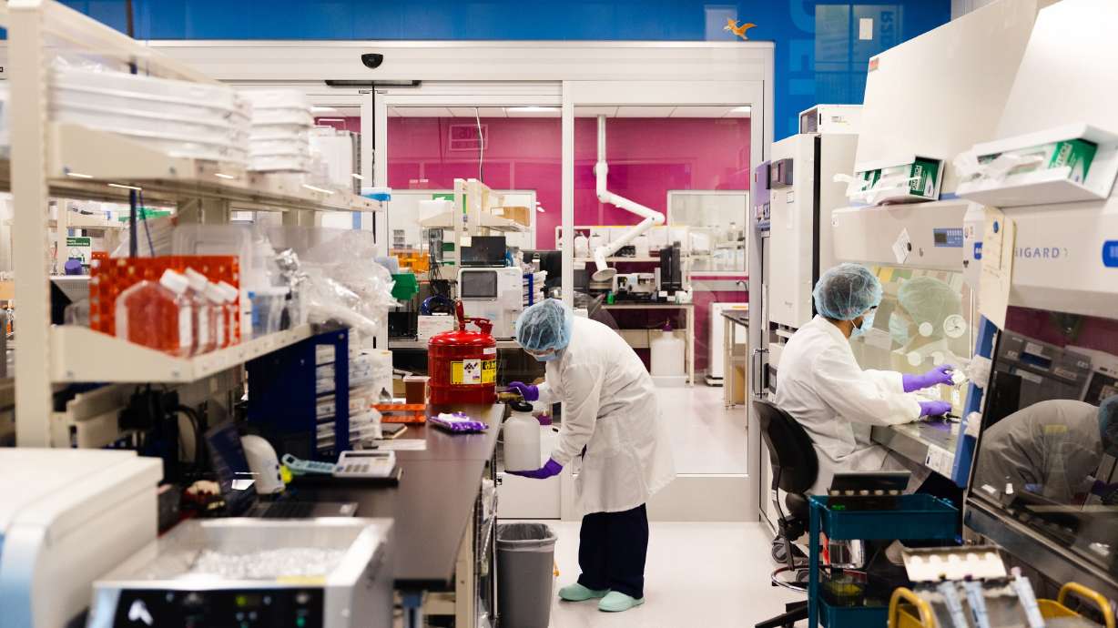Researchers work in labs at the Recursion offices in Salt Lake City on June 20. Utah is the fastest-growing life science and health care innovation industry in the nation.