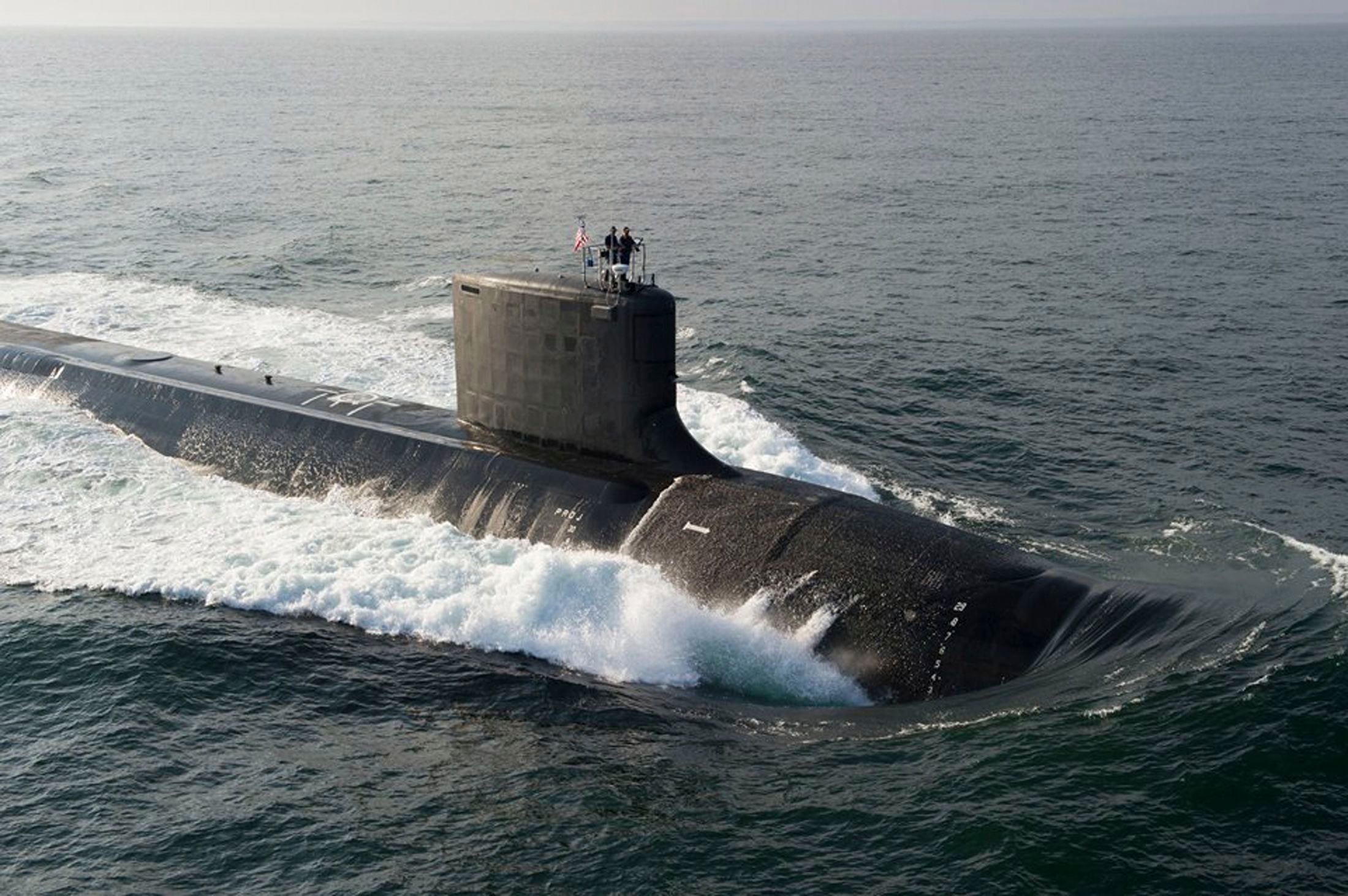 The Virginia-class USS North Dakota submarine in the Atlantic Ocean Aug. 18, 2013. Sen. Mitt Romney, R-Utah, is among Republicans asking to strengthen the nation's submarine fleet. 