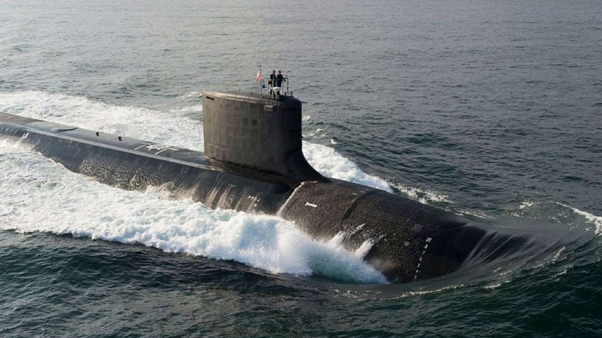 The Virginia-class USS North Dakota submarine in the Atlantic Ocean Aug. 18, 2013. Sen. Mitt Romney, R-Utah, is among Republicans asking to strengthen the nation's submarine fleet.