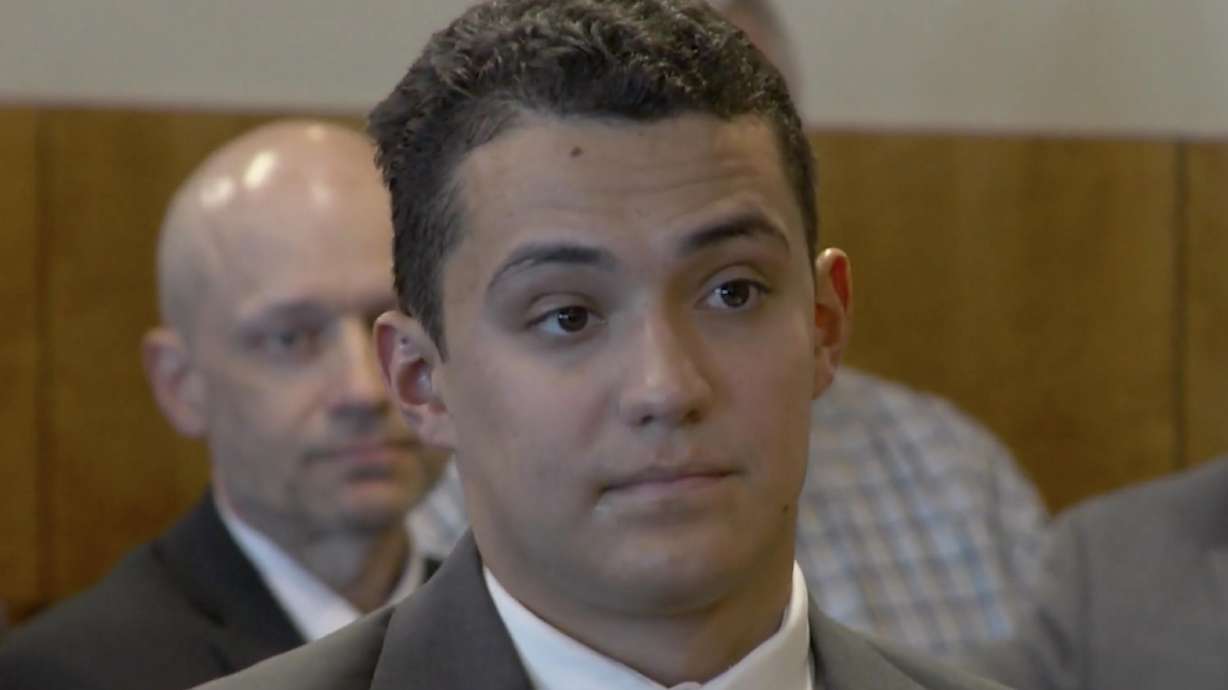 Colin Jeffery “CJ” Haynie sits in court Wednesday. He was sentenced to four consecutive terms of 25 years to life for shooting his mother and three siblings when he was 16.