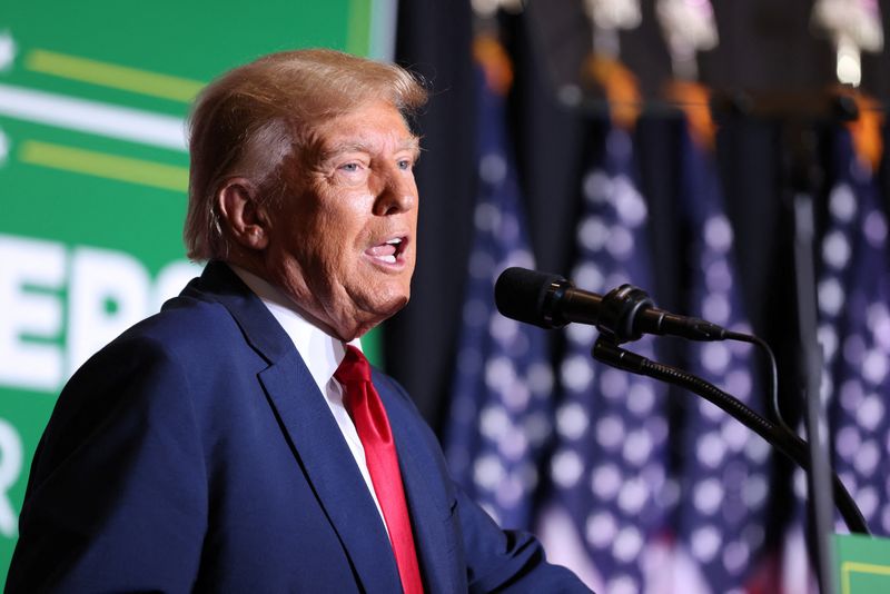 Former President Donald Trump speaks at a campaign event in Council Bluffs, Iowa, July 7. U.S. Special Counsel Jack Smith on Thursday urged the federal judge to deny Trump's request to postpone his criminal trial.