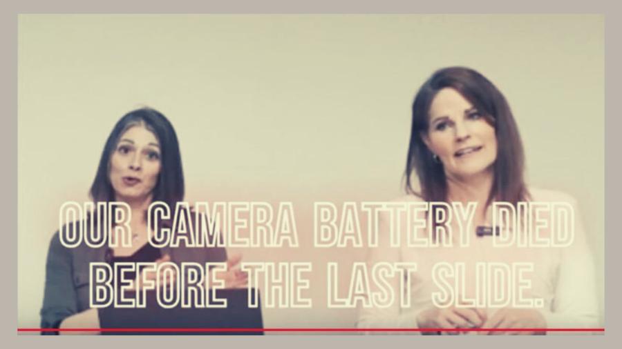 USBE member Natalie Cline (R) and Monica Wilbur (L) are pictured in this video capture of a Higher Ground presentation at Taylorsville Library in late June 2023.