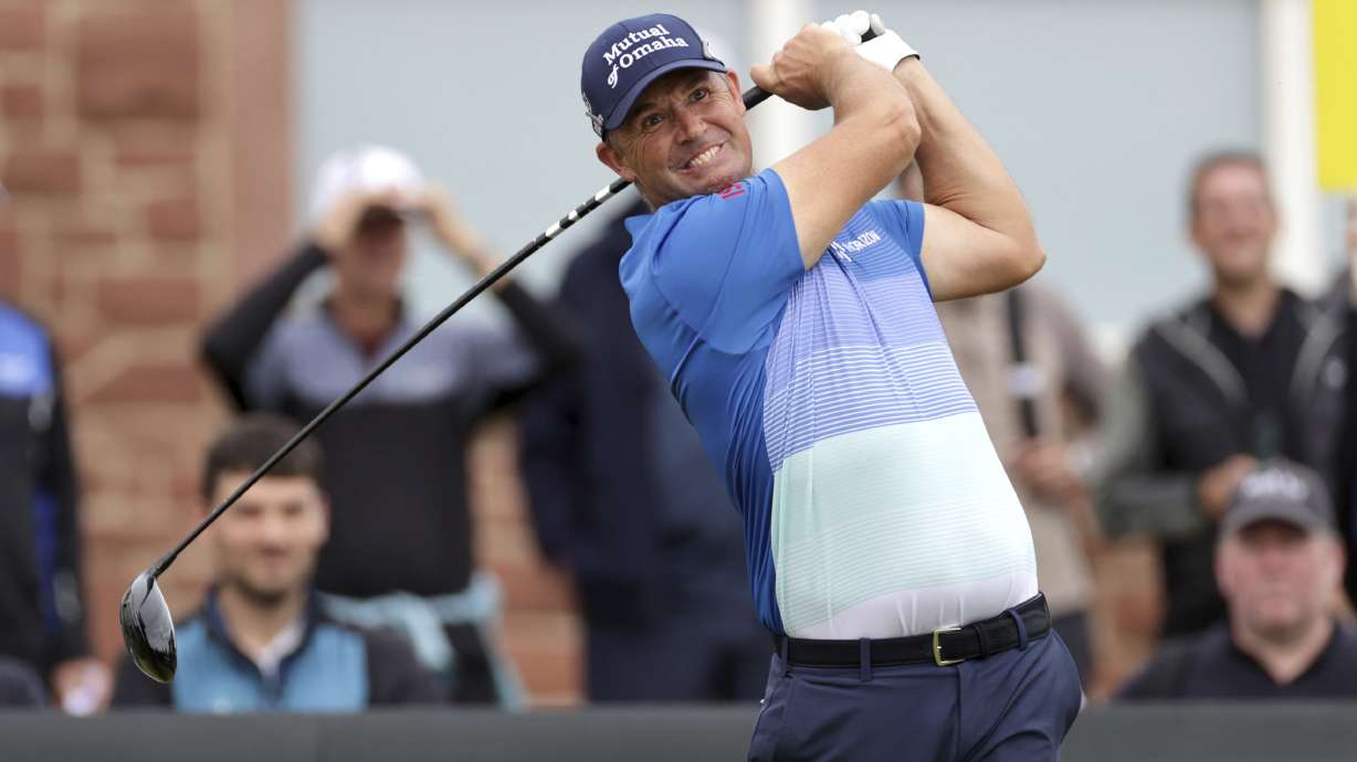 Ireland's Padraig Harrington in action on the third tee during day two of the Genesis Scottish Open 2023 at The Renaissance Club, North Berwick, Scotland, Friday July 14, 2023.