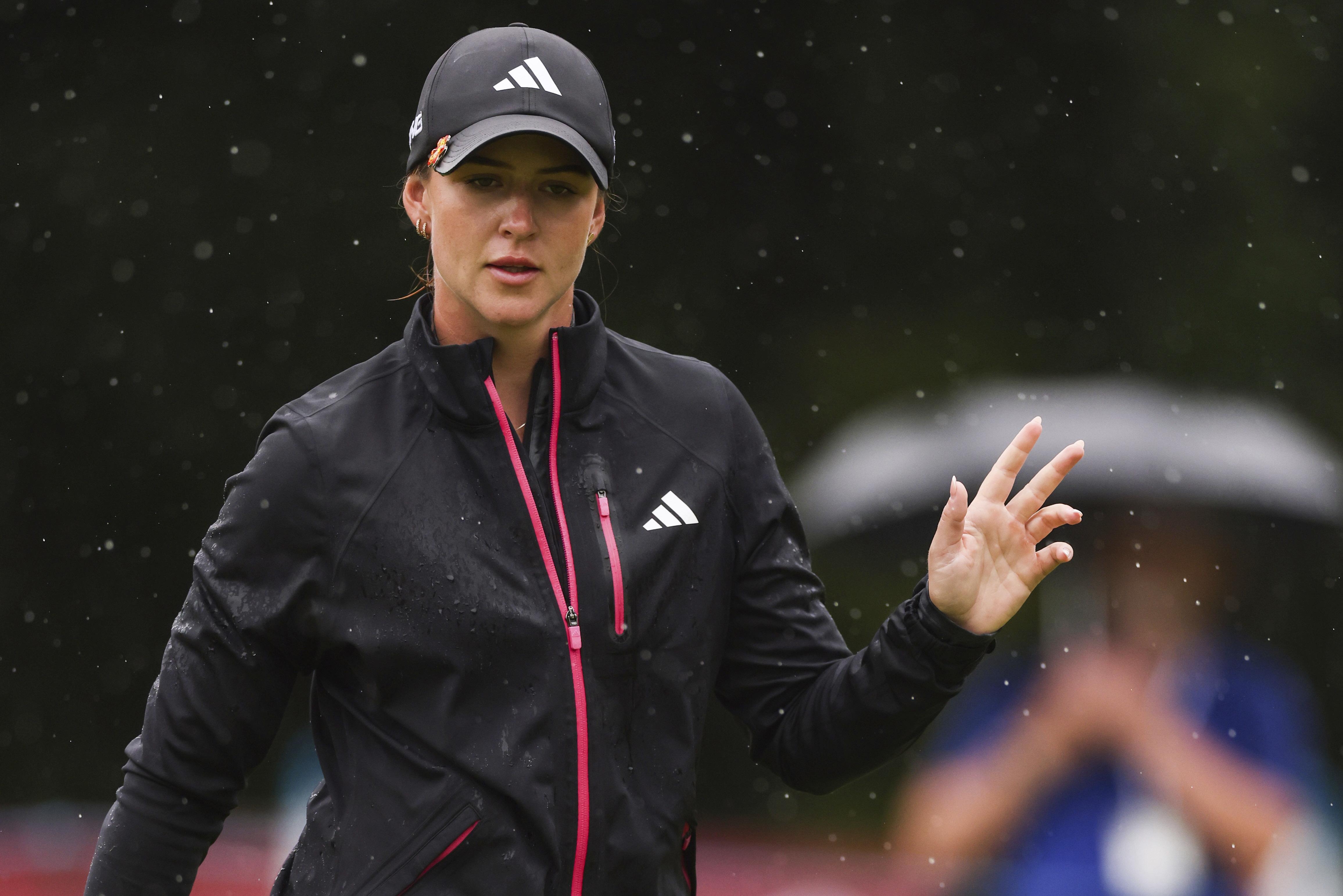 Linn Grant waves to the crowd after sinking her putt on the fourth hole during the third round of the Dana Open golf tournament, Saturday, July 15, 2023 in Sylvania, Ohio.