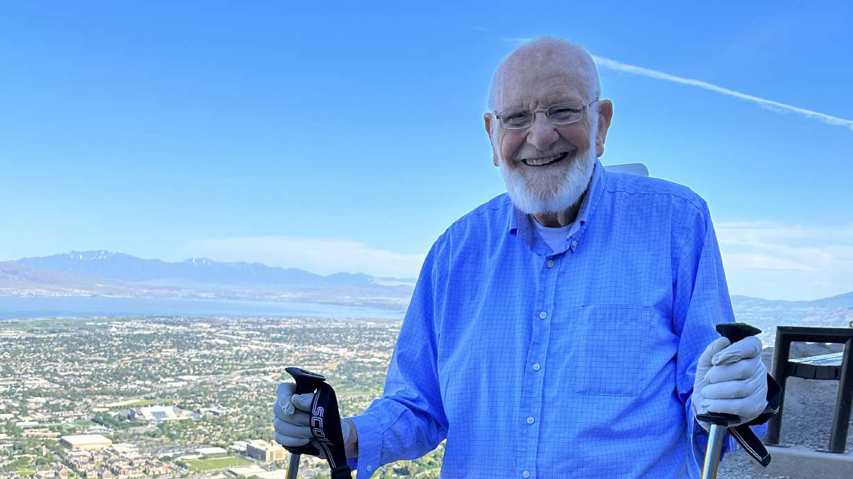 Henry Miles hikes the "Y" trail above Brigham Young University in Provo on June 29.