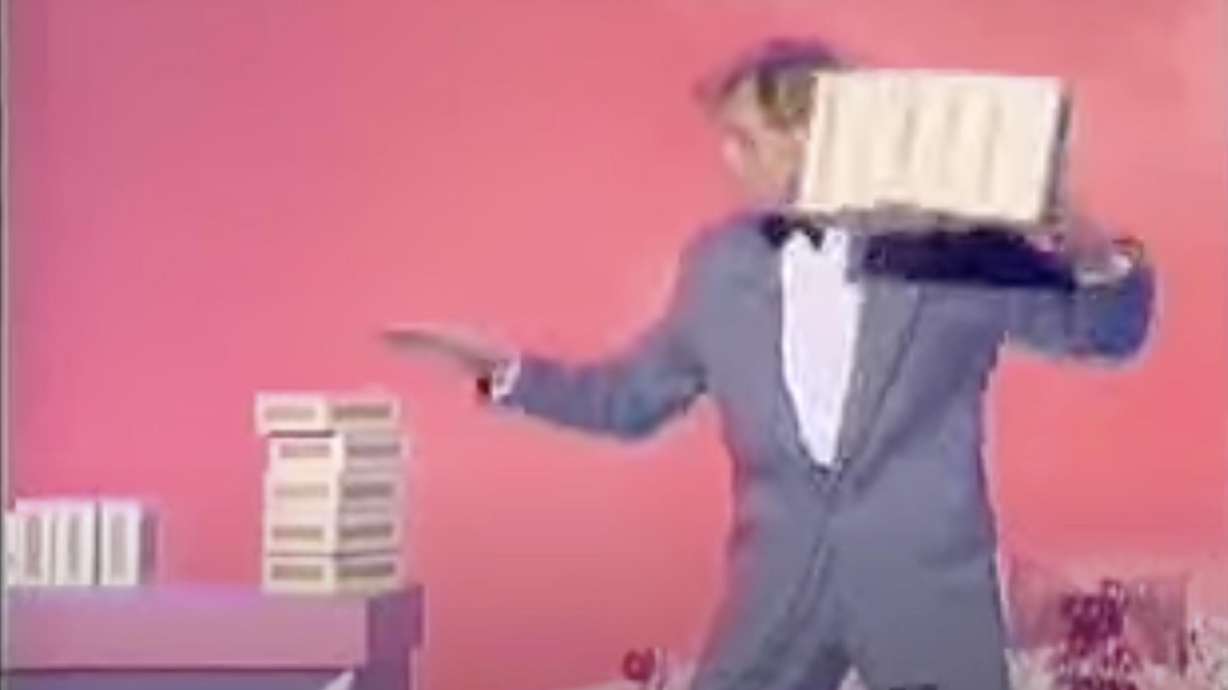 Kris Kremo juggles cigar boxes in this video in this Christmas special of "The Generation Game."