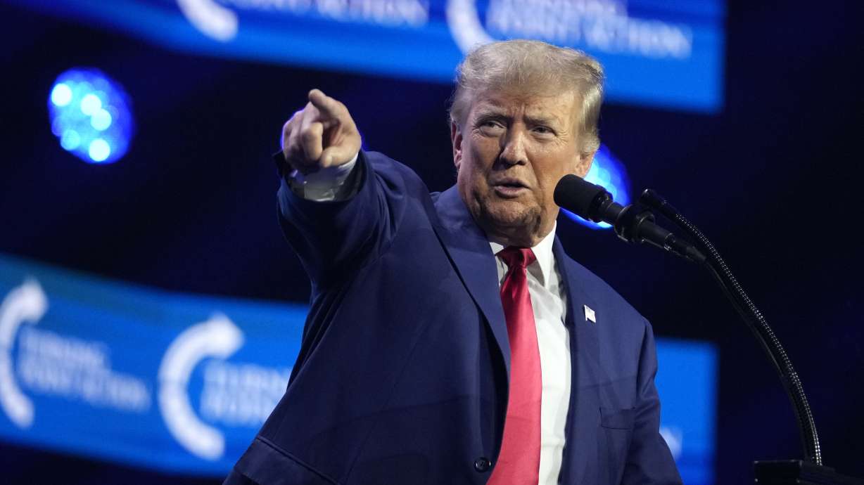 Former President Donald Trump speaks at the Turning Point Action conference, July 15, in West Palm Beach, Fla. He said Tuesday that he has received a letter informing him that he is a target of the Justice Department's investigation into efforts to undo the results of the 2020 presidential election.