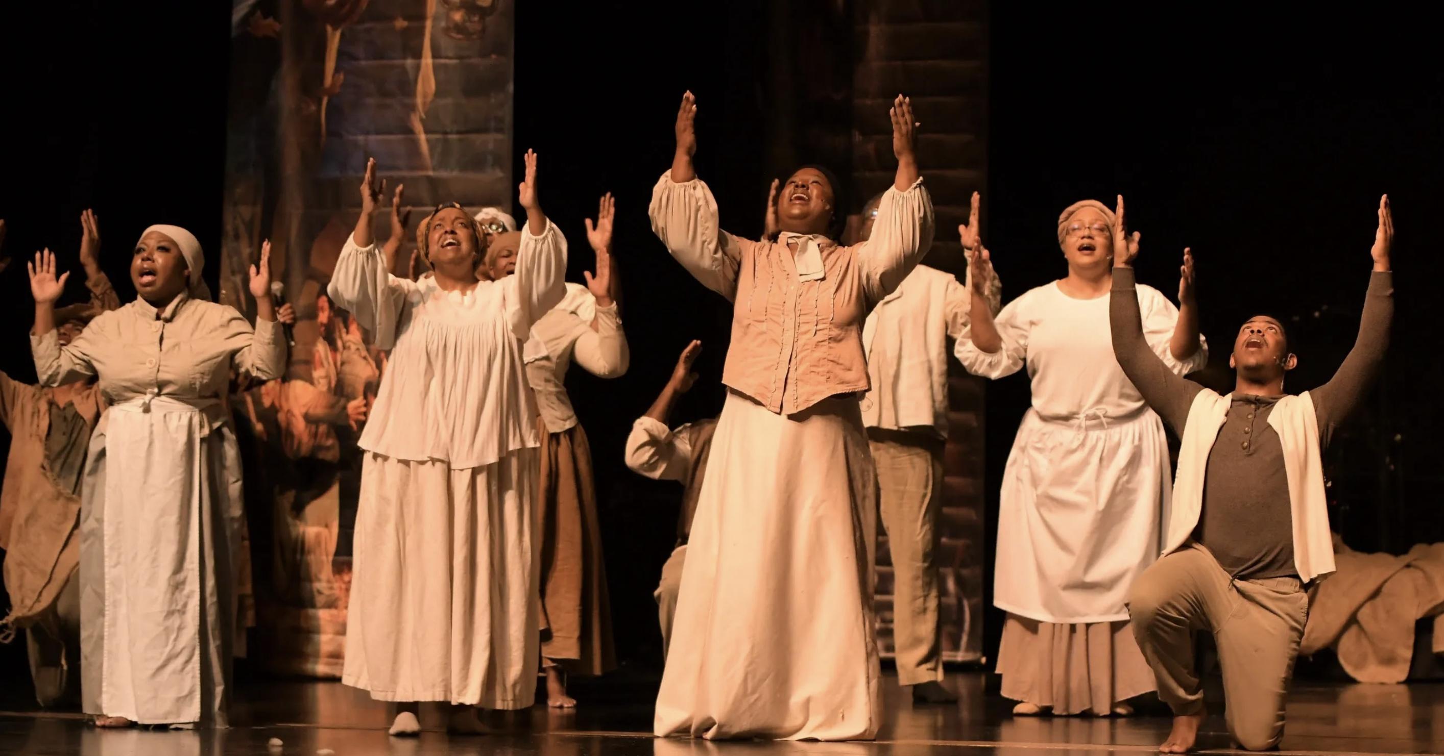 The cast of "God's Trying To Tell You Something" performs at Peoples Church in Fresno, California, on May 7, 2022. A gospel play about God, slavery and freedom is returning to Salt Lake on Aug. 5 — 26 years after it was first performed at Abravanel Hall.