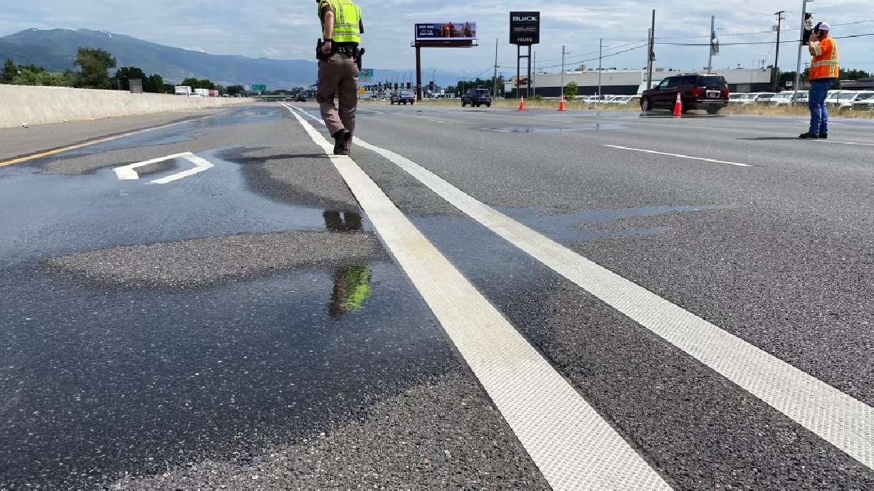 A water main break in Layton temporarily shut down southbound lanes and caused delays on I-15 on Tuesday evening.