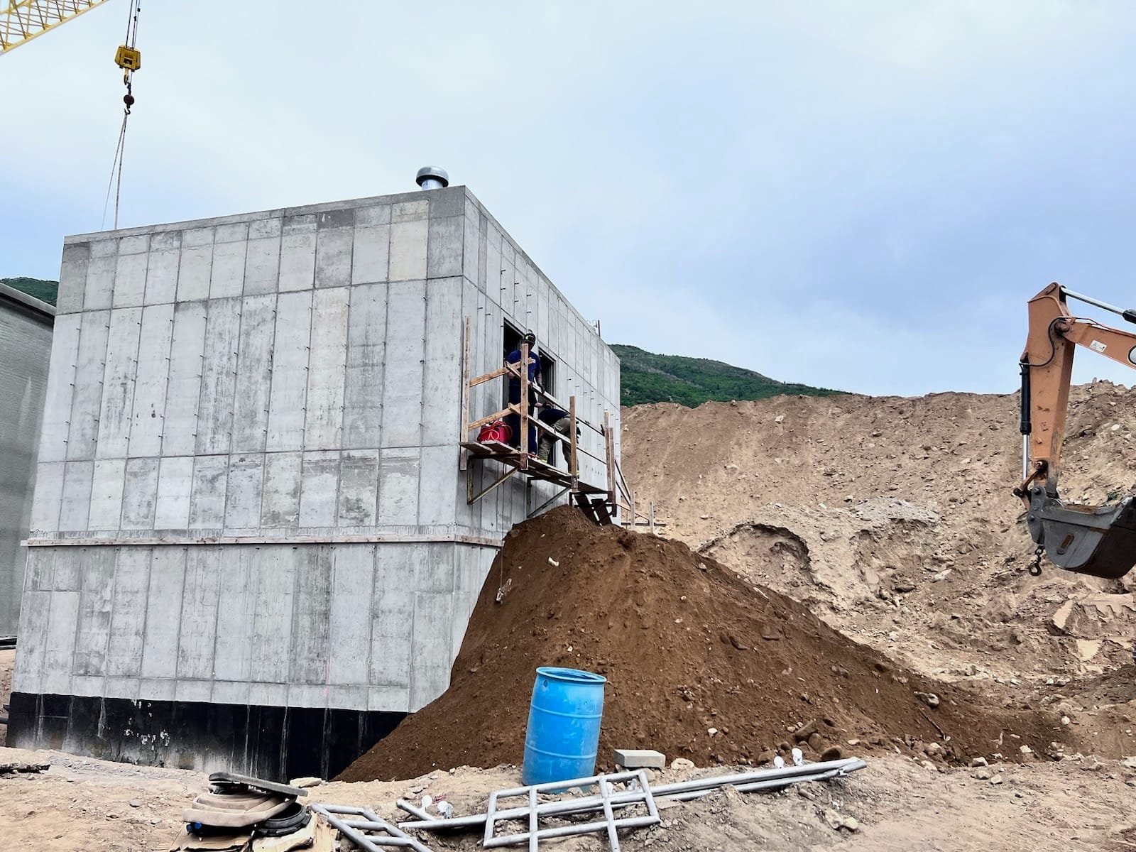 Firefighters rescued a worker who fell about 40 feet into a concrete vault at a construction site in Kaysville on Tuesday afternoon.