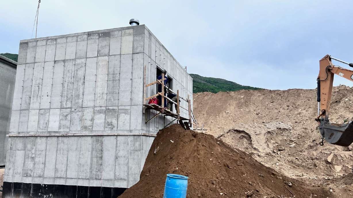 Firefighters rescued a worker who fell about 40 feet into a concrete vault at a construction site in Kaysville on Tuesday afternoon.