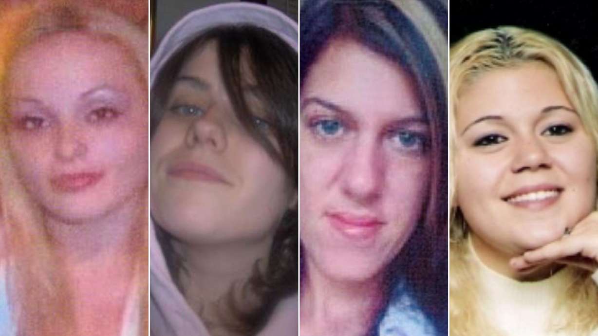 Melissa Barthelemy, Maureen Brainard-Barnes, Amber Lynn Costello and Megan Waterman are pictured. The man arrested last week and charged with the murders of three of the "Gilgo Four," owned property in Las Vegas and South Carolina, investigators said.