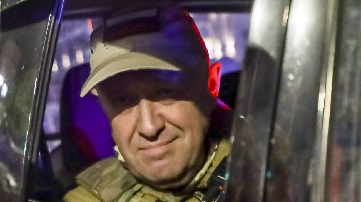 Yevgeny Prigozhin, the owner of the Wagner Group military company, looks from a military vehicle leaving an area of the HQ of the Southern Military District in a street in Rostov-on-Don, Russia, on June 24. Prigozhin was aboard a plane that crashed north of Moscow on Wednesday, killing all 10 people on board.