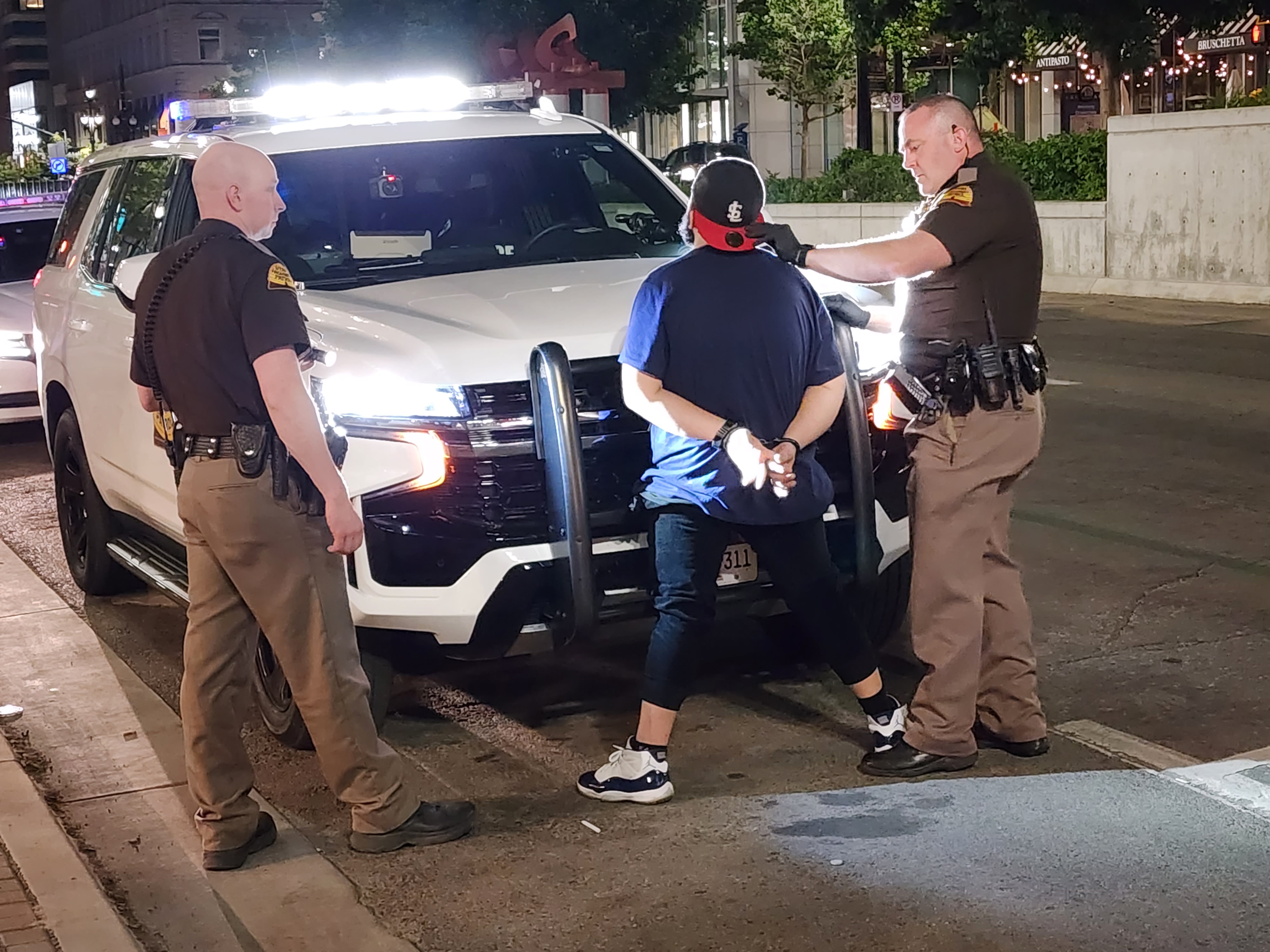 Utah Highway Patrol troopers arrest a driver suspected of DUI in Salt Lake City on July 14.