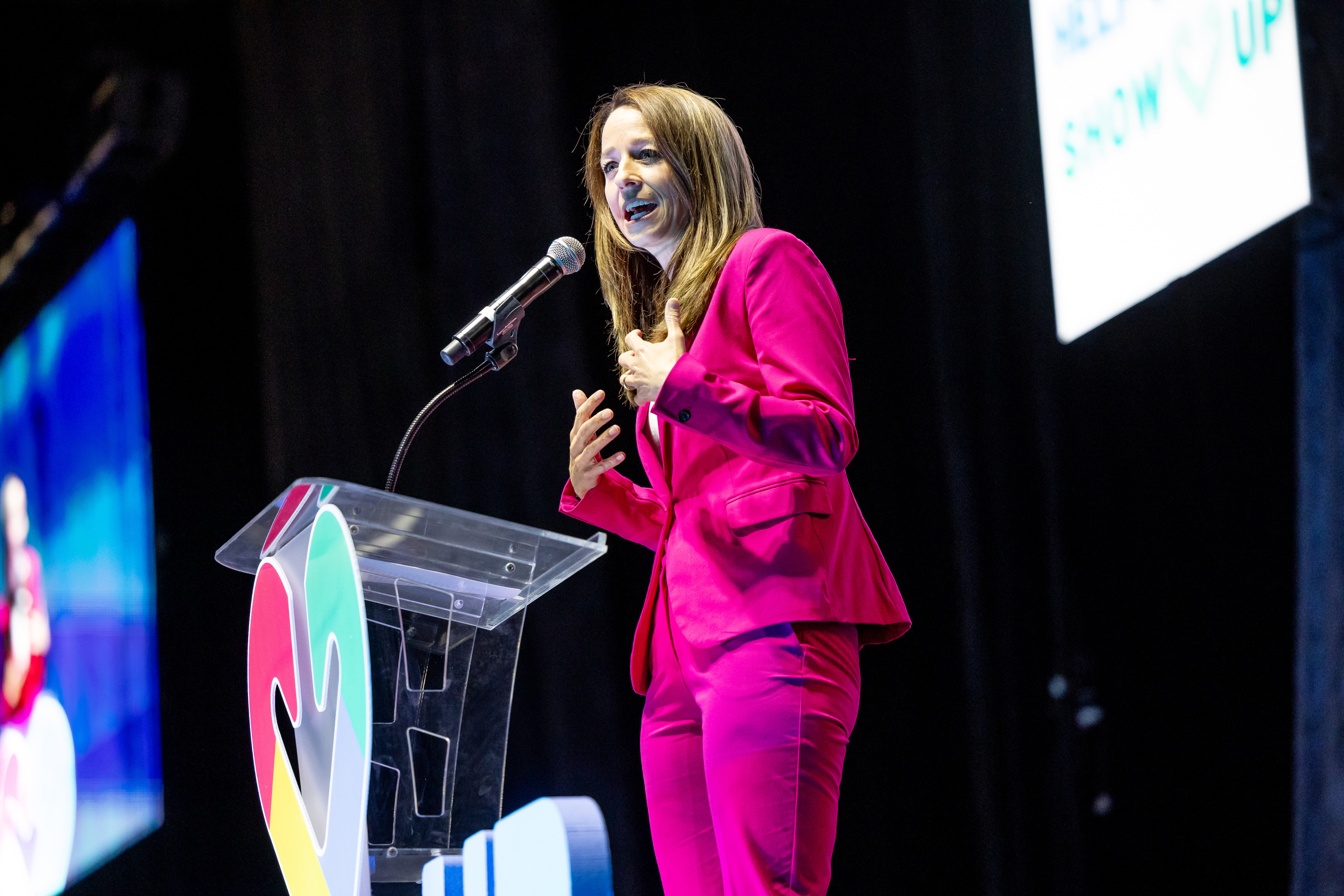 Utah first lady Abby Cox speaks at the Show Up for Teachers Conference at the Mountain America Expo Center in Sandy on Wednesday.