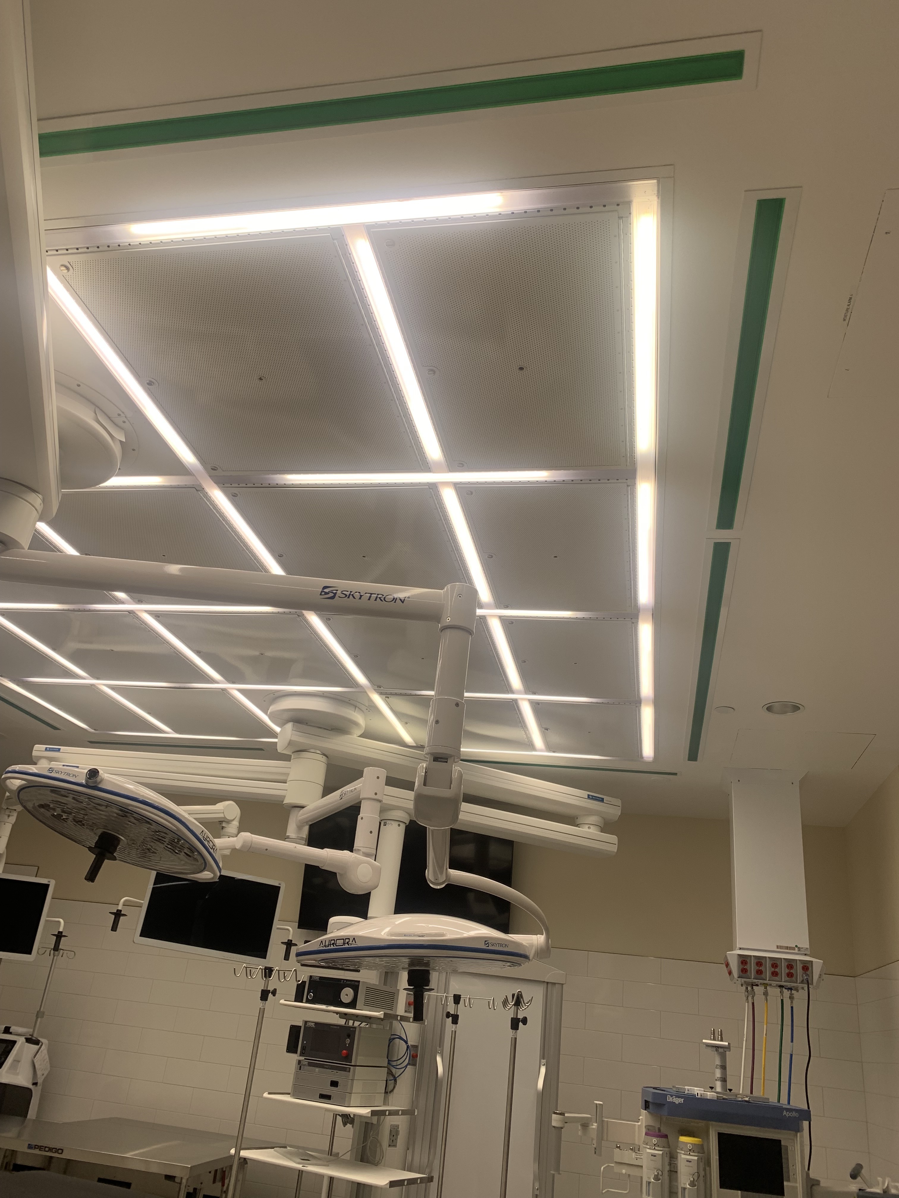 The operating rooms in the Kathryn F. Kirk Center, an expansion of the Huntsman Cancer Institute, are being prepared to open. The lights and air purifiers that use technology to prevent the spread of diseases are pictured on Wednesday.